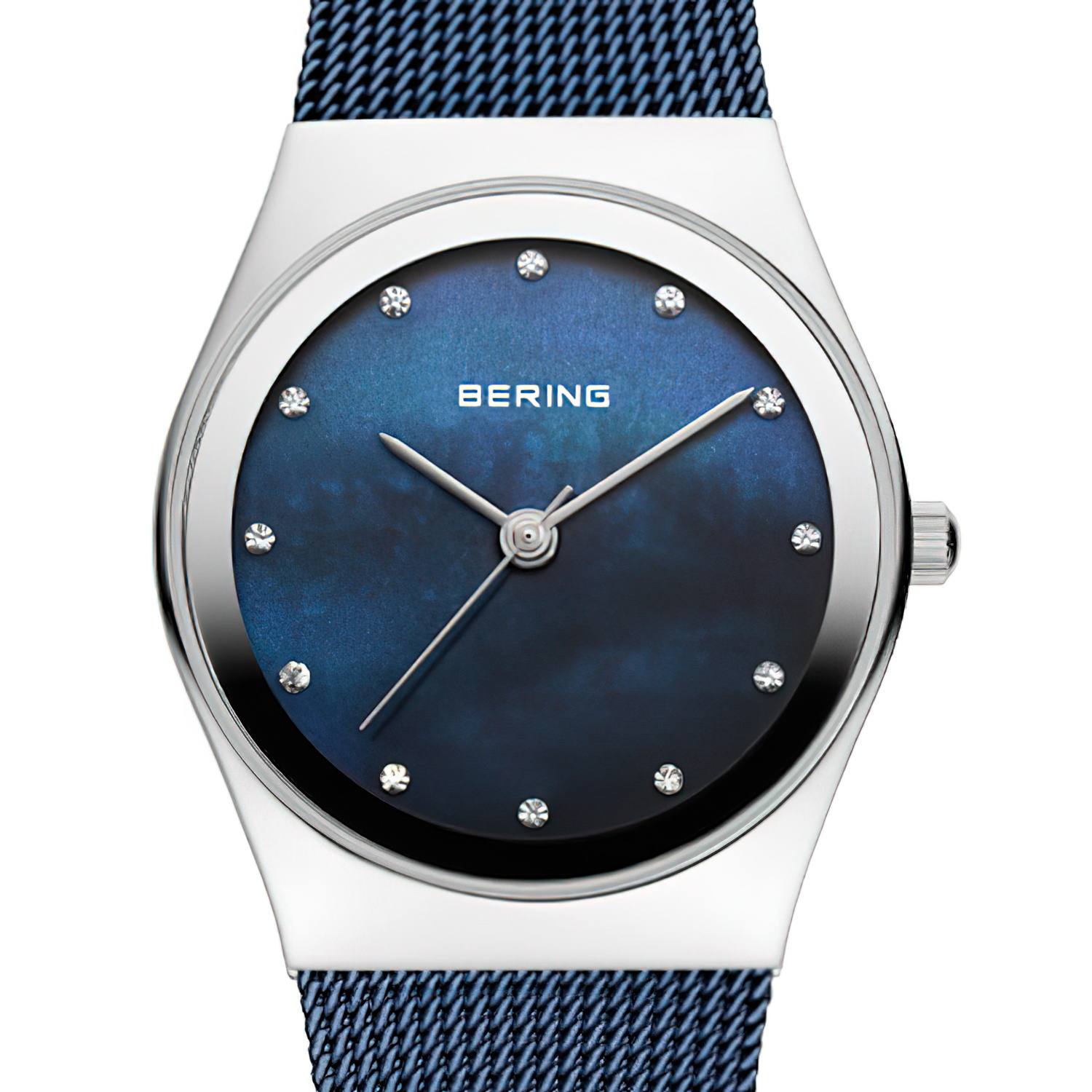 Bering Damen Armbanduhr Classic Silber Glänzend mit Blauem Milanaise-Armband 12... – Bild 5