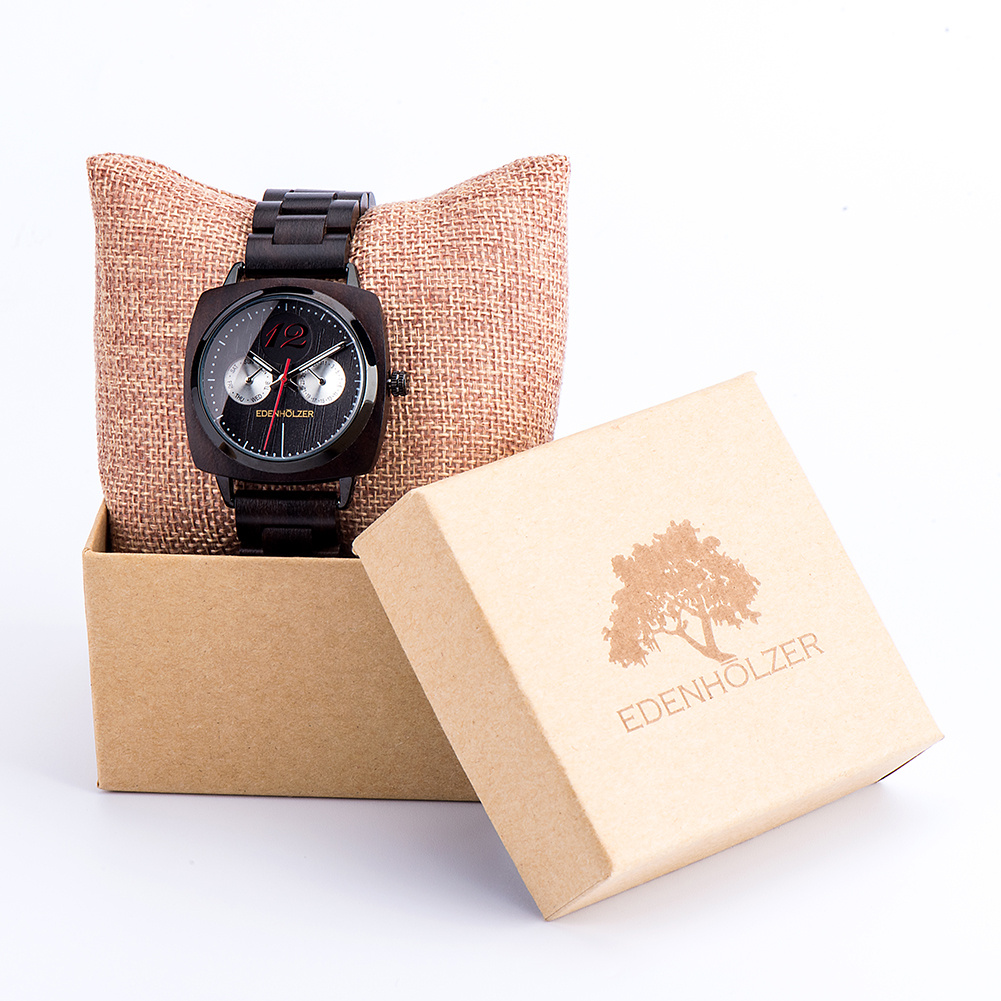 Edenhölzer Holzuhr Herren Armbanduhr Chronograph Cebu Holzarmband ED110-001 – Bild 3