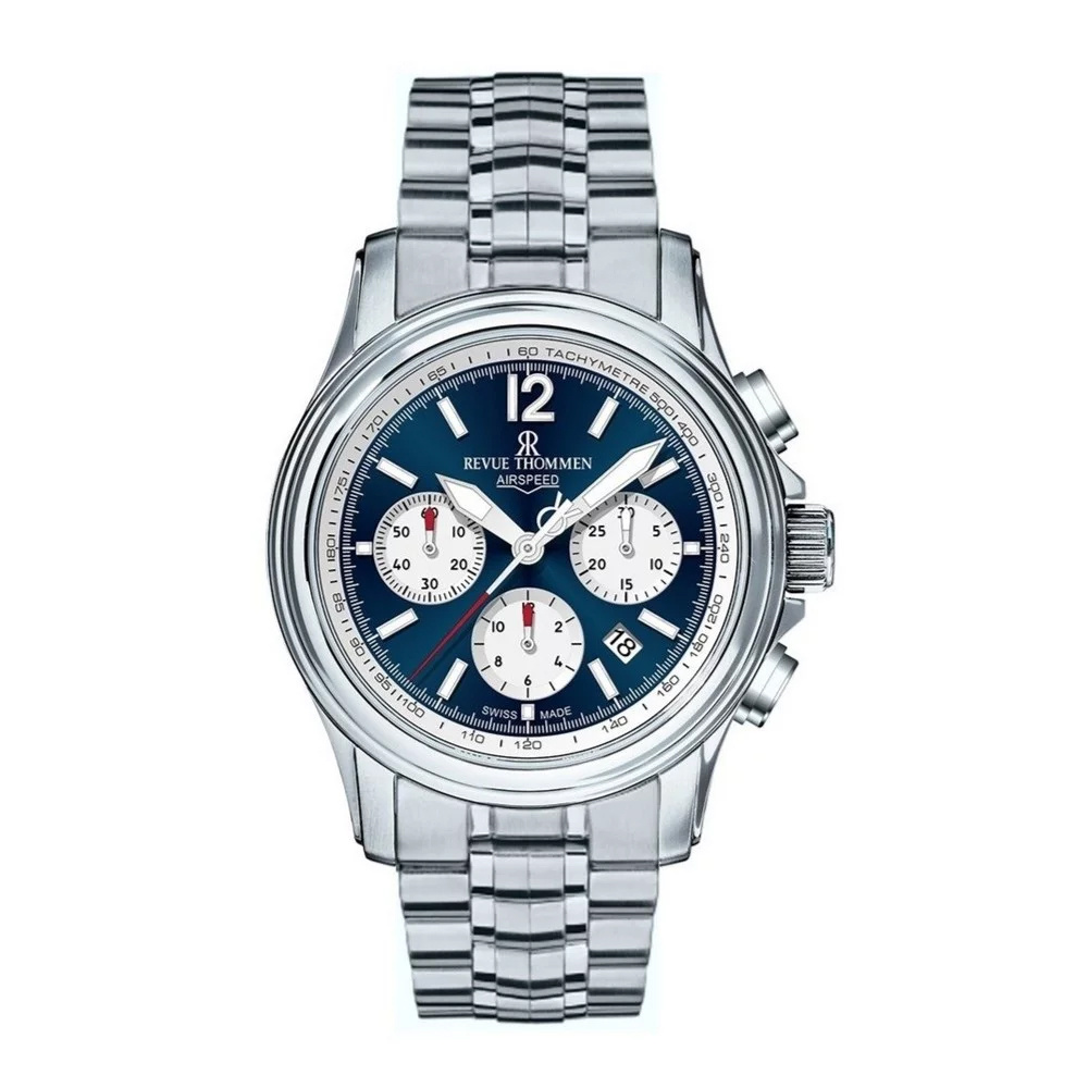 Revue Thommen Herren Automatikuhr Airspeed 16041.6435 Silberfarben, Blau Revue Thommen Herren Automatikuhr Airspeed 16041.6435 Silberfarben, Blau