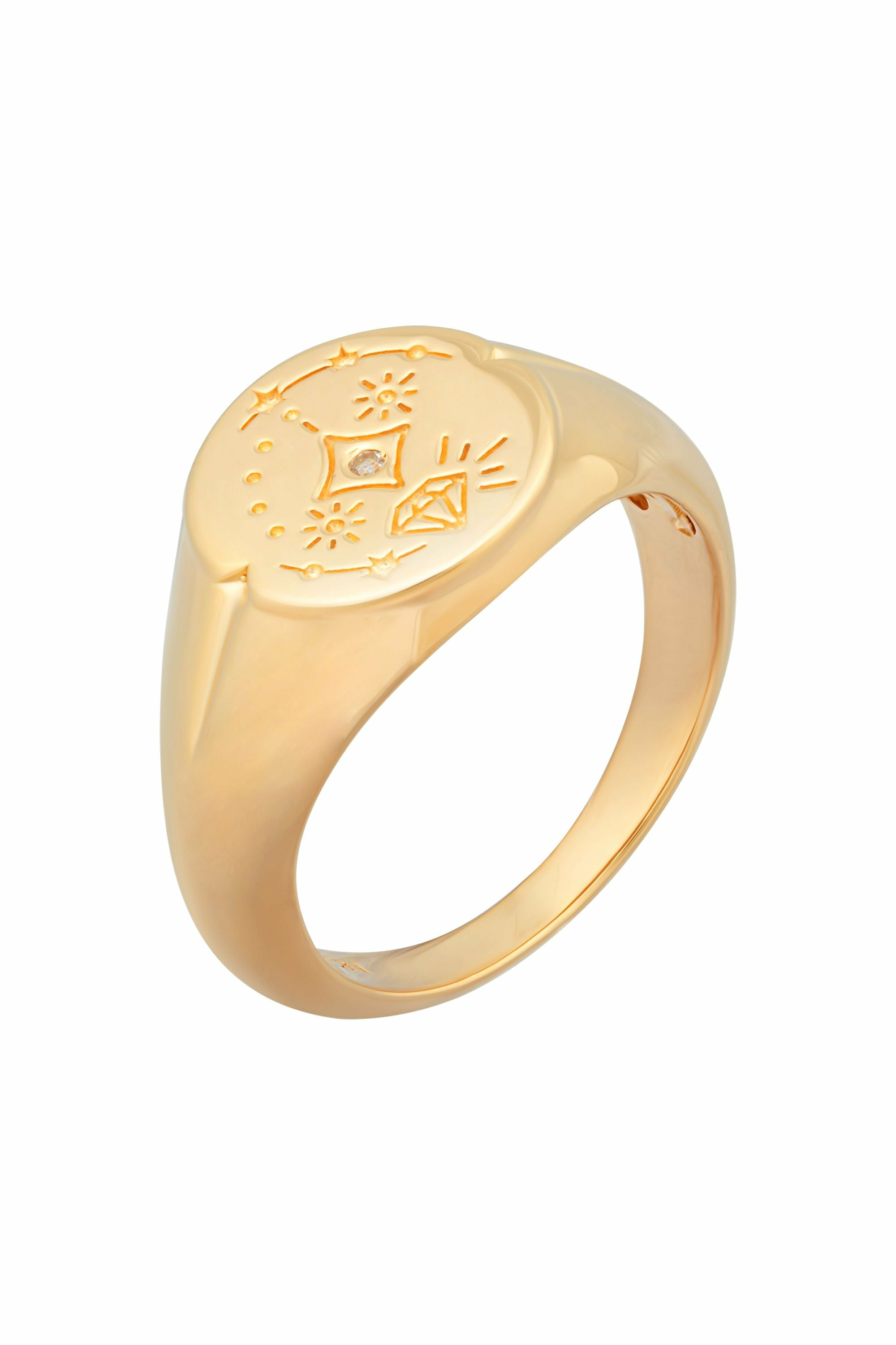 Ring 925 Silber vergoldet Siegelring rund Tattoo 41185190772830 – Bild 2