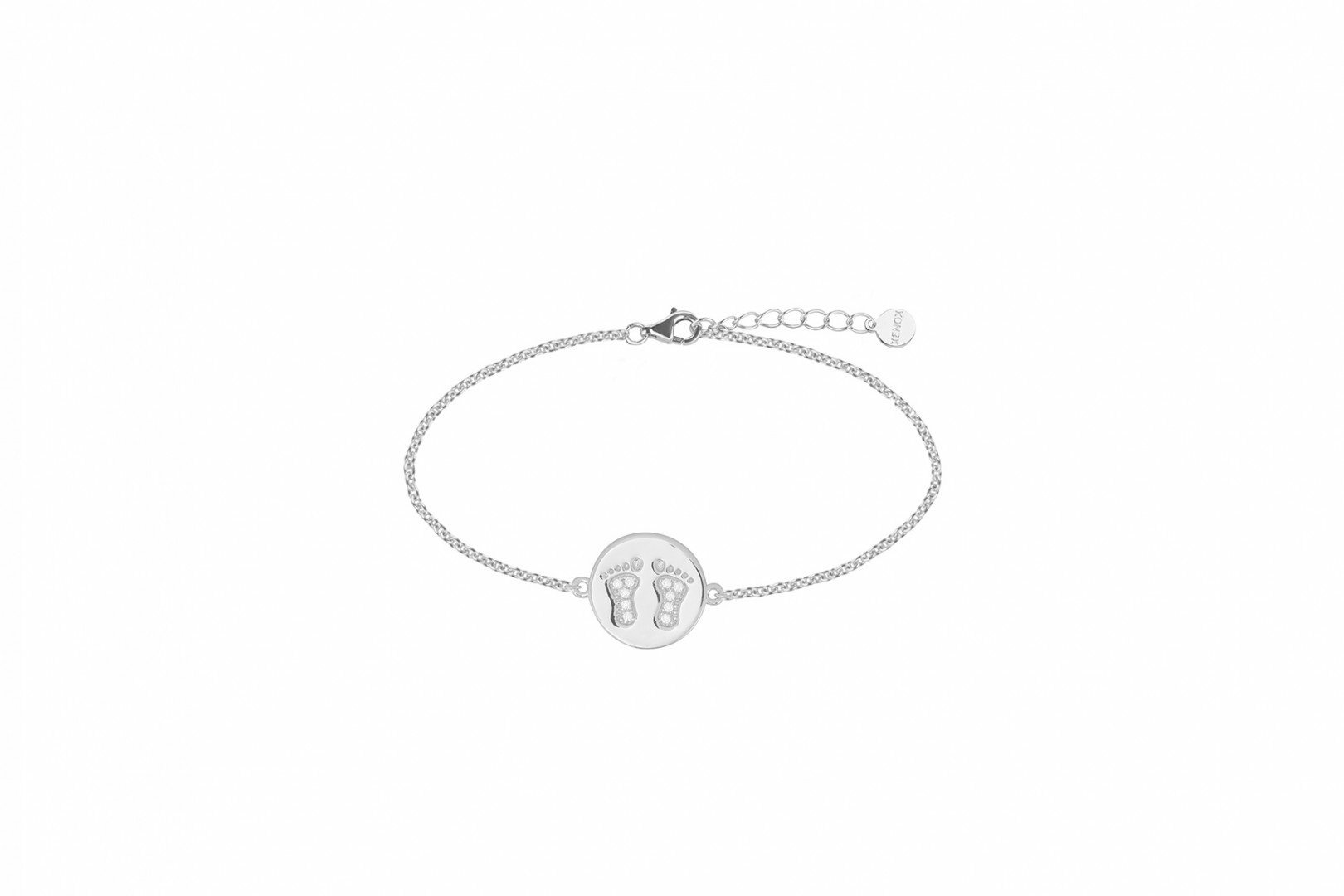 Damen-Armband Babyfüße 925 Sterling Silber rhodiniert Zirkonia 18,5cm XS3490 Damen-Armband Babyfüße 925 Sterling Silber rhodiniert Zirkonia 18,5cm XS3490
