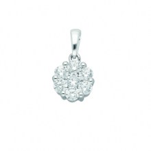 Damen 925 Silber Anhänger mit Zirkonia Ø 9,8 mm Damen 925 Silber Anhänger mit Zirkonia Ø 9,8 mm