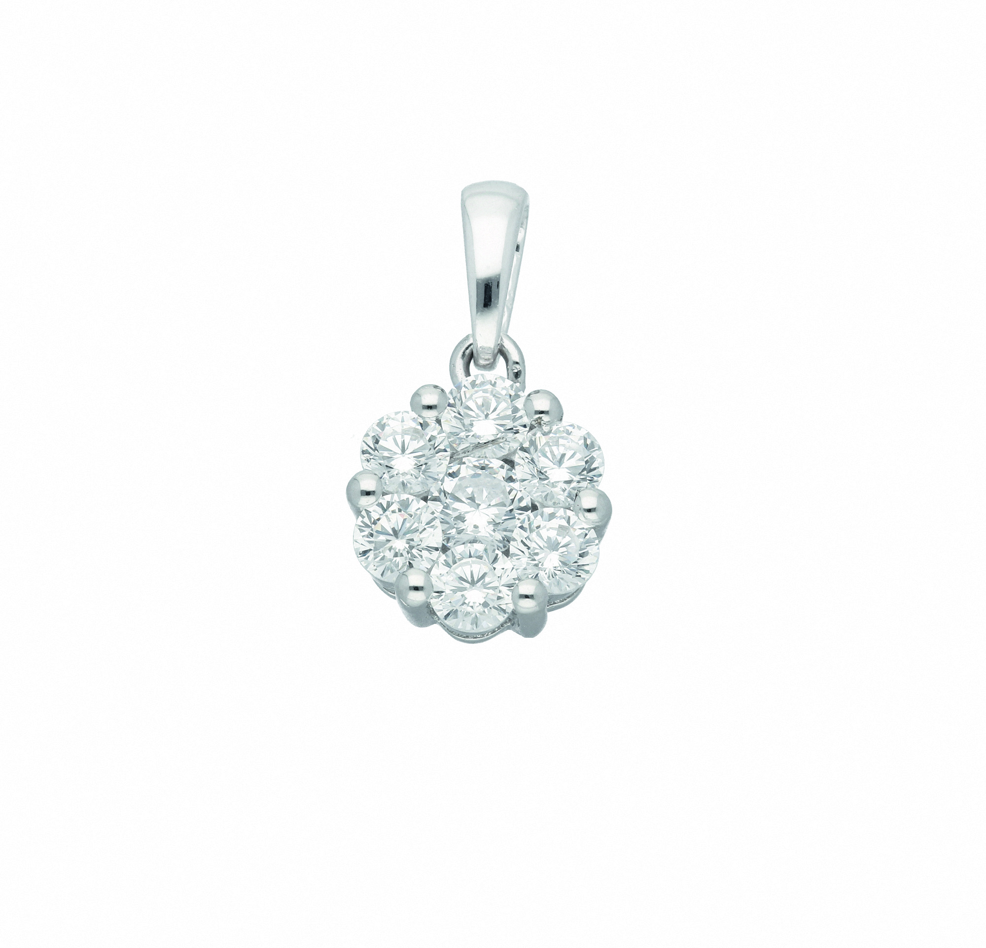 Damen 925 Silber Anhänger mit Zirkonia Ø 9,8 mm Damen 925 Silber Anhänger mit Zirkonia Ø 9,8 mm