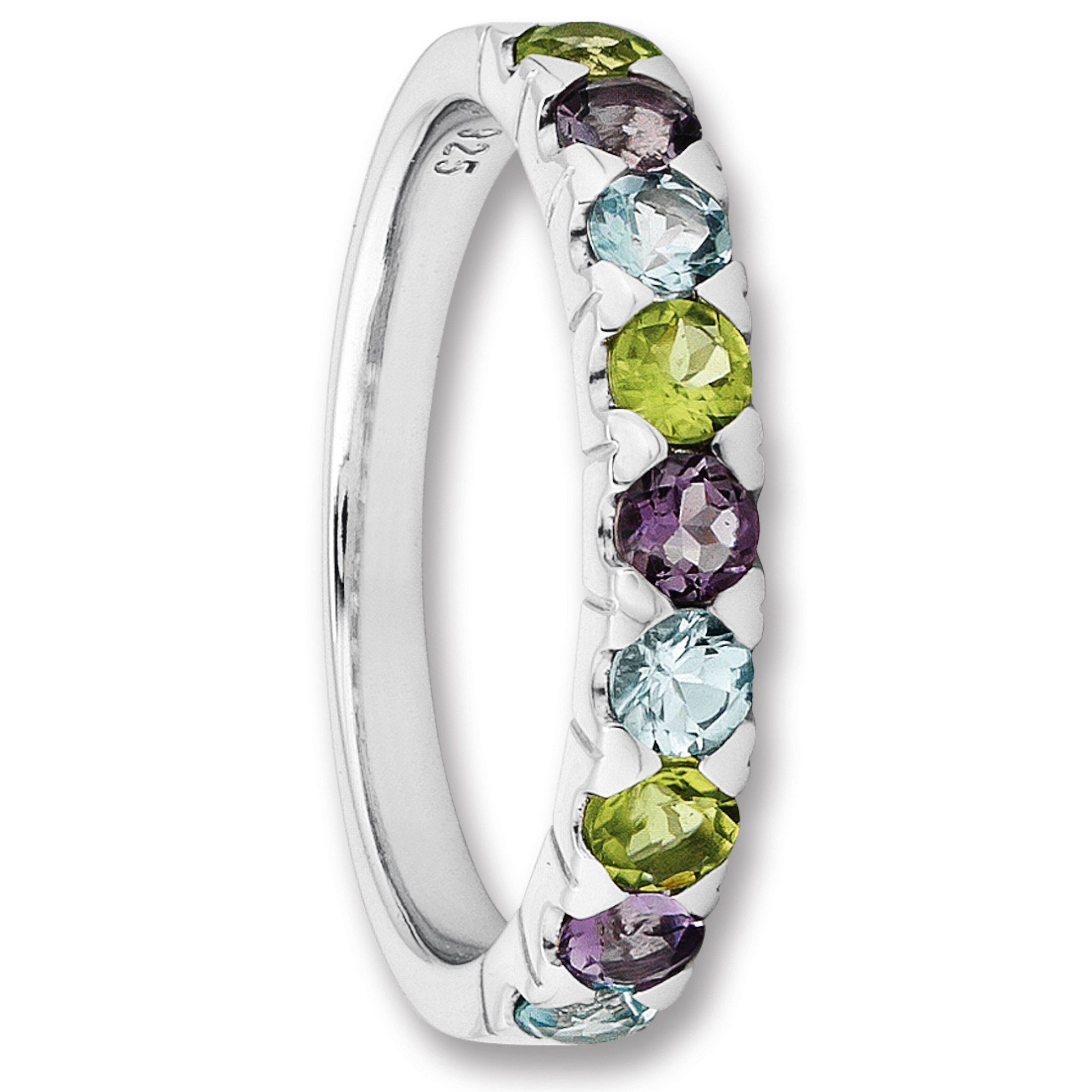 Amethyst & Peridot & Blau Topas Ring aus 925 Silber Amethyst & Peridot & Blau Topas Ring aus 925 Silber