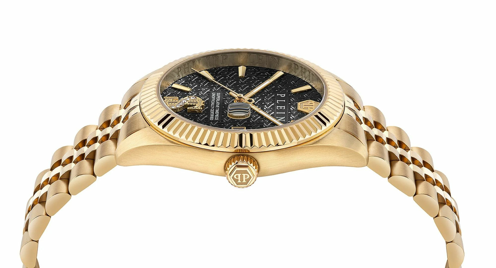 Philipp Plein Uhr Herren Date Superlative Crystal Gold/Schwarz PWMFA1025 – Bild 3