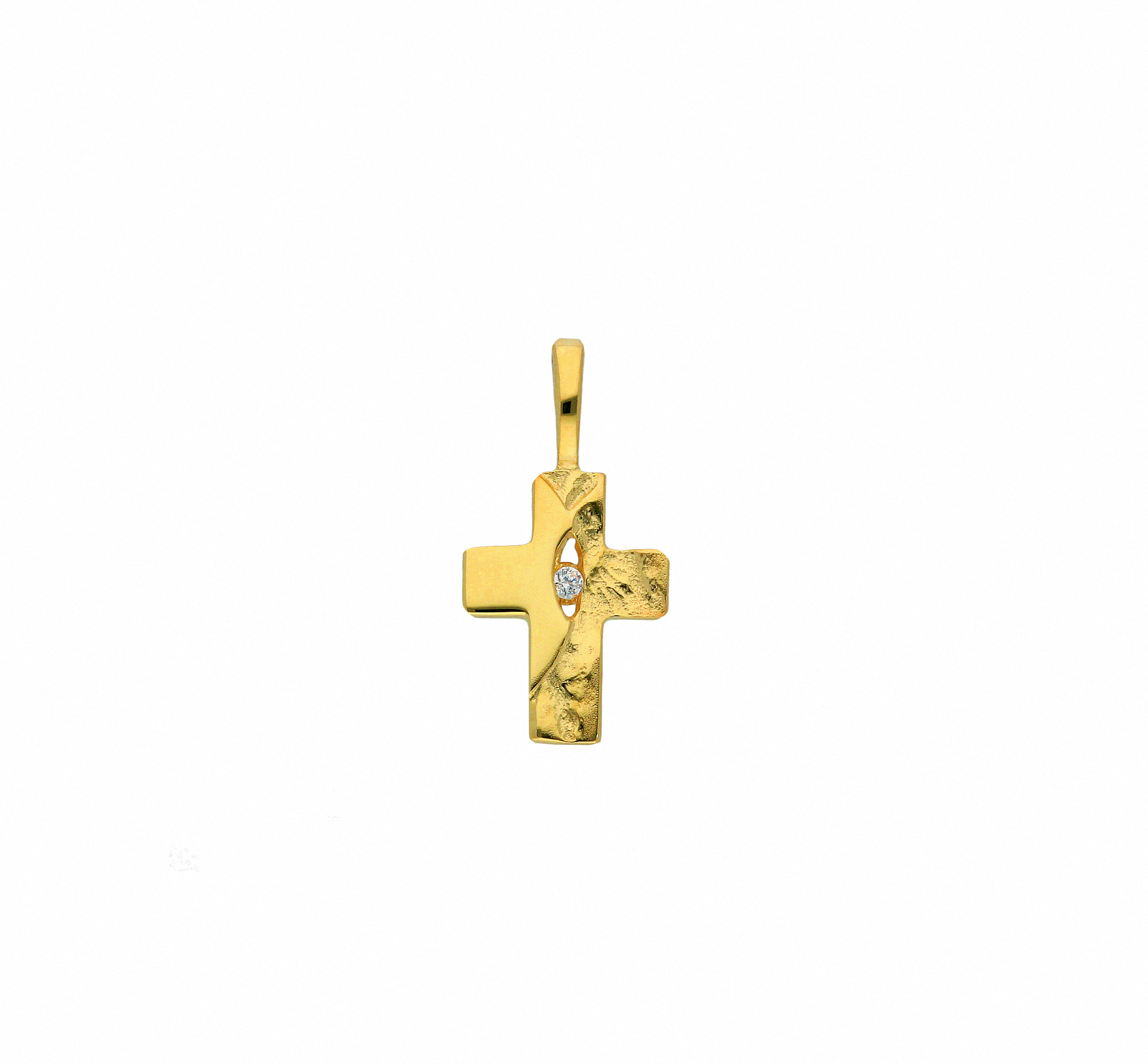 Damen & Herren 585 Gold Kreuz Anhänger mit Zirkonia Damen & Herren 585 Gold Kreuz Anhänger mit Zirkonia