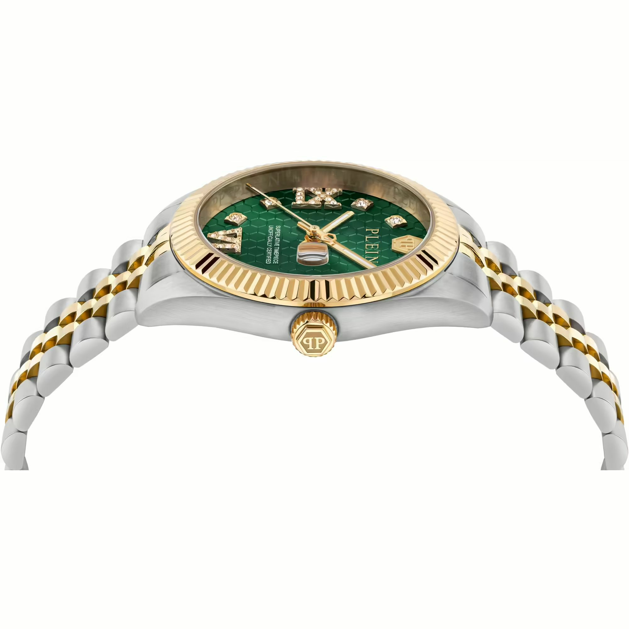 Philipp Plein Damenuhr Date Superlative Crystal PWYFA0225 34 mm Gold/Grün Edelst... – Bild 2