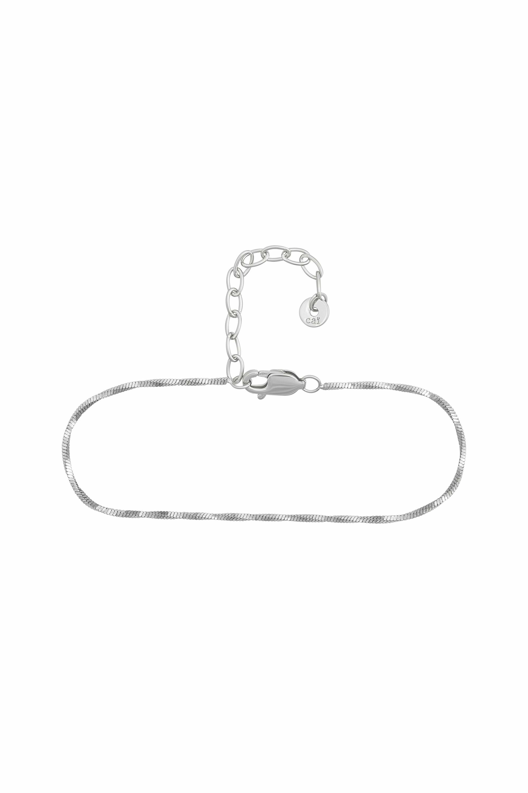 Armband 925/- Sterling Silber rhodiniert Schlangenkette vierseitig diamantiert g...