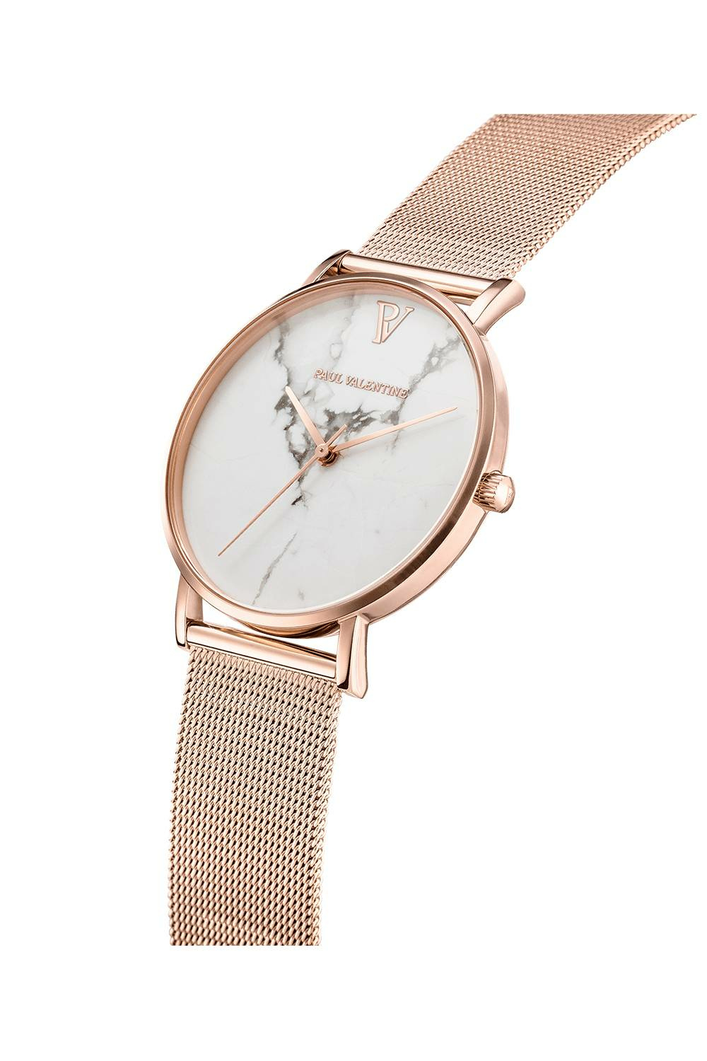 Paul Valentine Damen Armbanduhr WHITE MARBLE ROSE GOLD MESH 38 MM PV381011 – Bild 2