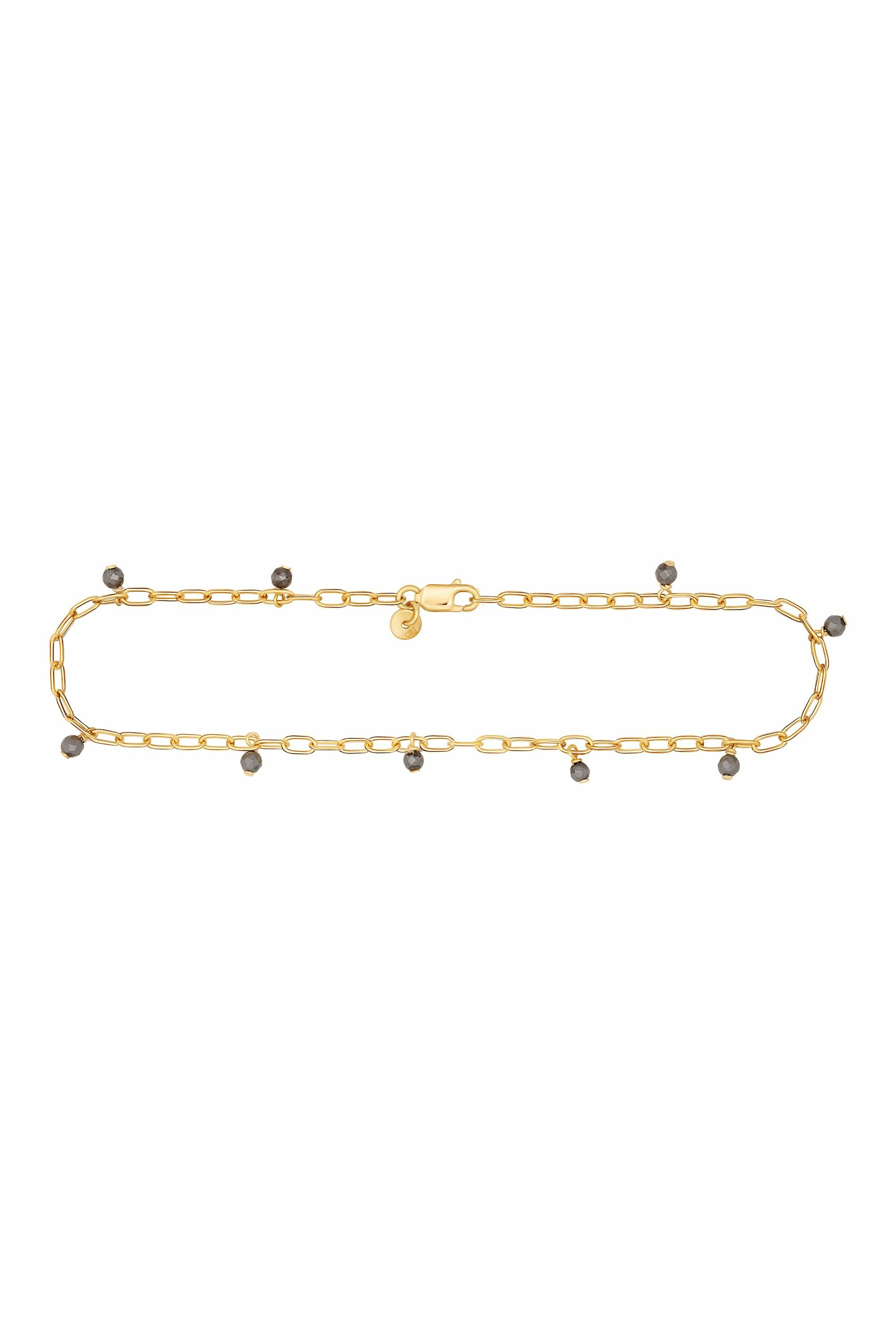 Fußkette 925 Silber vergoldet Hämatit 41184999342174 – Bild 2