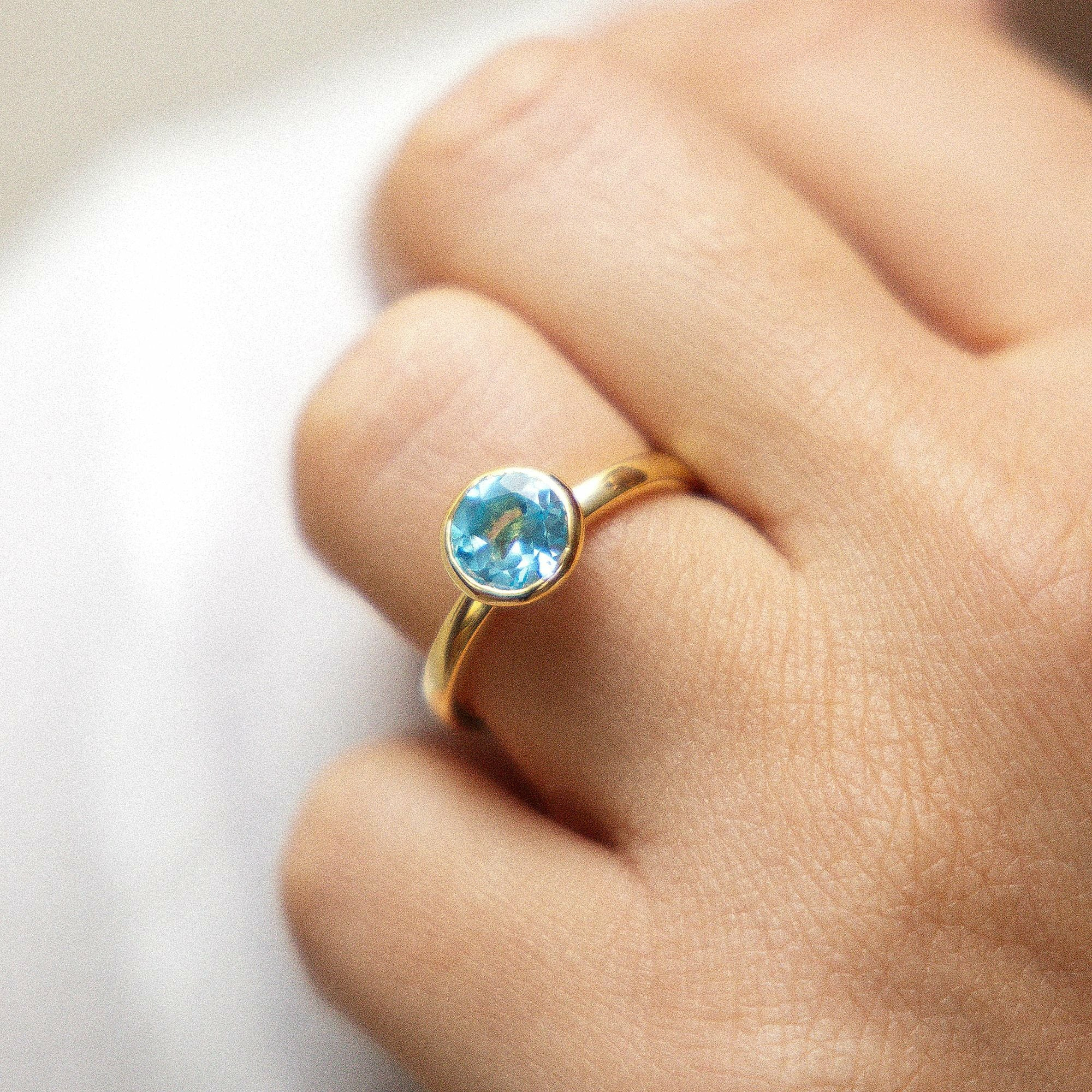 Zeeme Gemstone Silber 925 vergoldet mit Blautopas (beh.) Peridot Amethyst Ring-S... – Bild 3