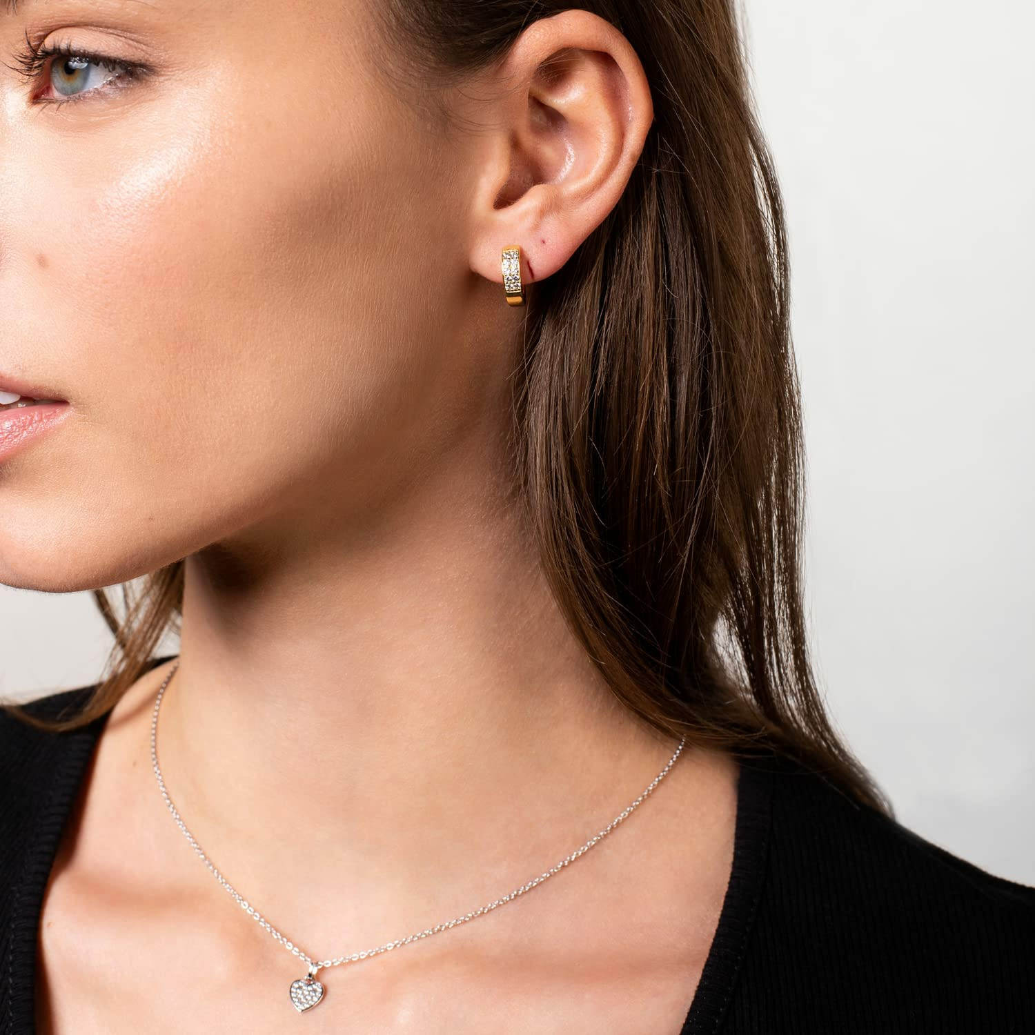 Xenox XS8516G Damen Creolen Sterling-Silber 925 Gold weiß – Bild 3