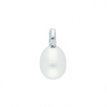 Damen 585 Weißgold Anhänger mit Diamant und Süßwasserperle Damen 585 Weißgold Anhänger mit Diamant und Süßwasserperle