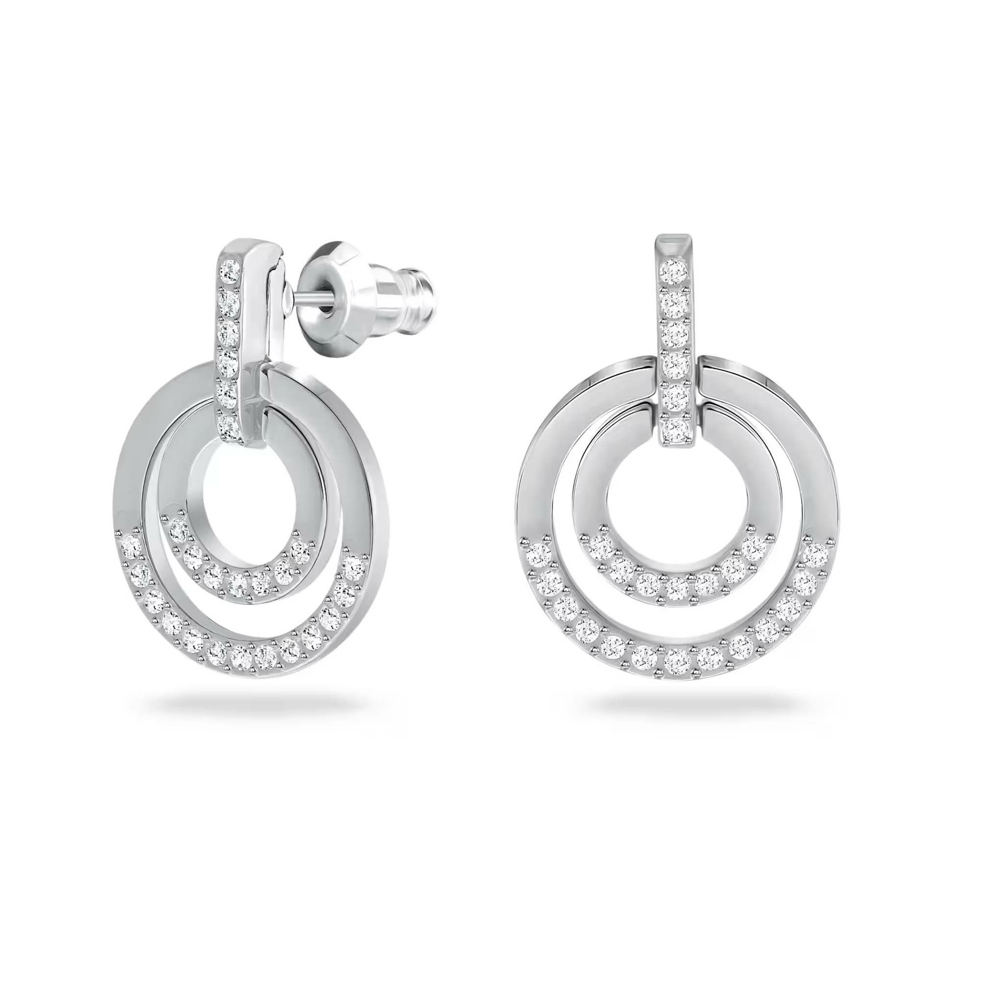 SWAROVSKI Ohrstecker Damen CIRCLE Mini‑Hoop Kristall Rhodiniert Weiß 5616265 – Bild 3