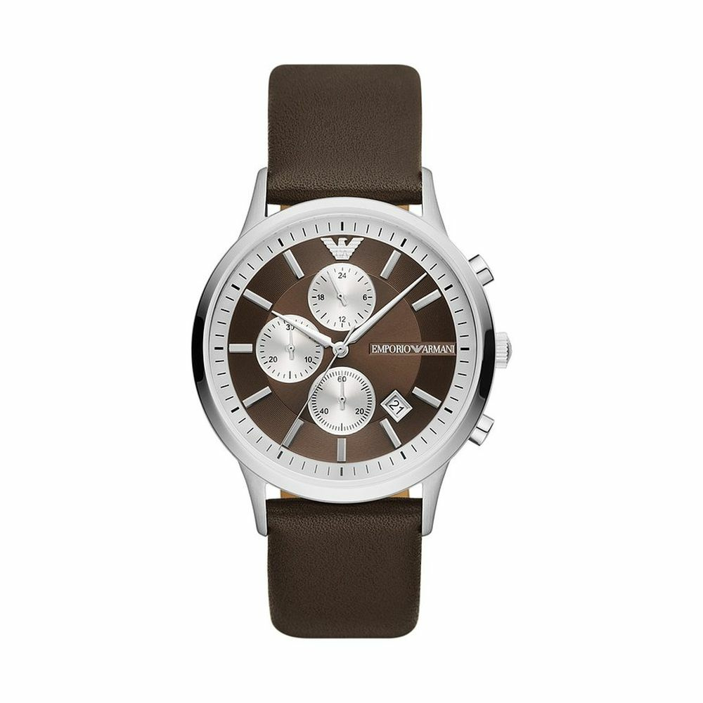 Emporio Armani Herren Armbanduhr Chronograph Braun / Silber AR11490 – Bild 3