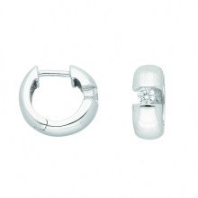 Damen 925 Silber Ohrringe  Creolen mit Zirkonia Ø 12,9 mm Damen 925 Silber Ohrringe  Creolen mit Zirkonia Ø 12,9 mm