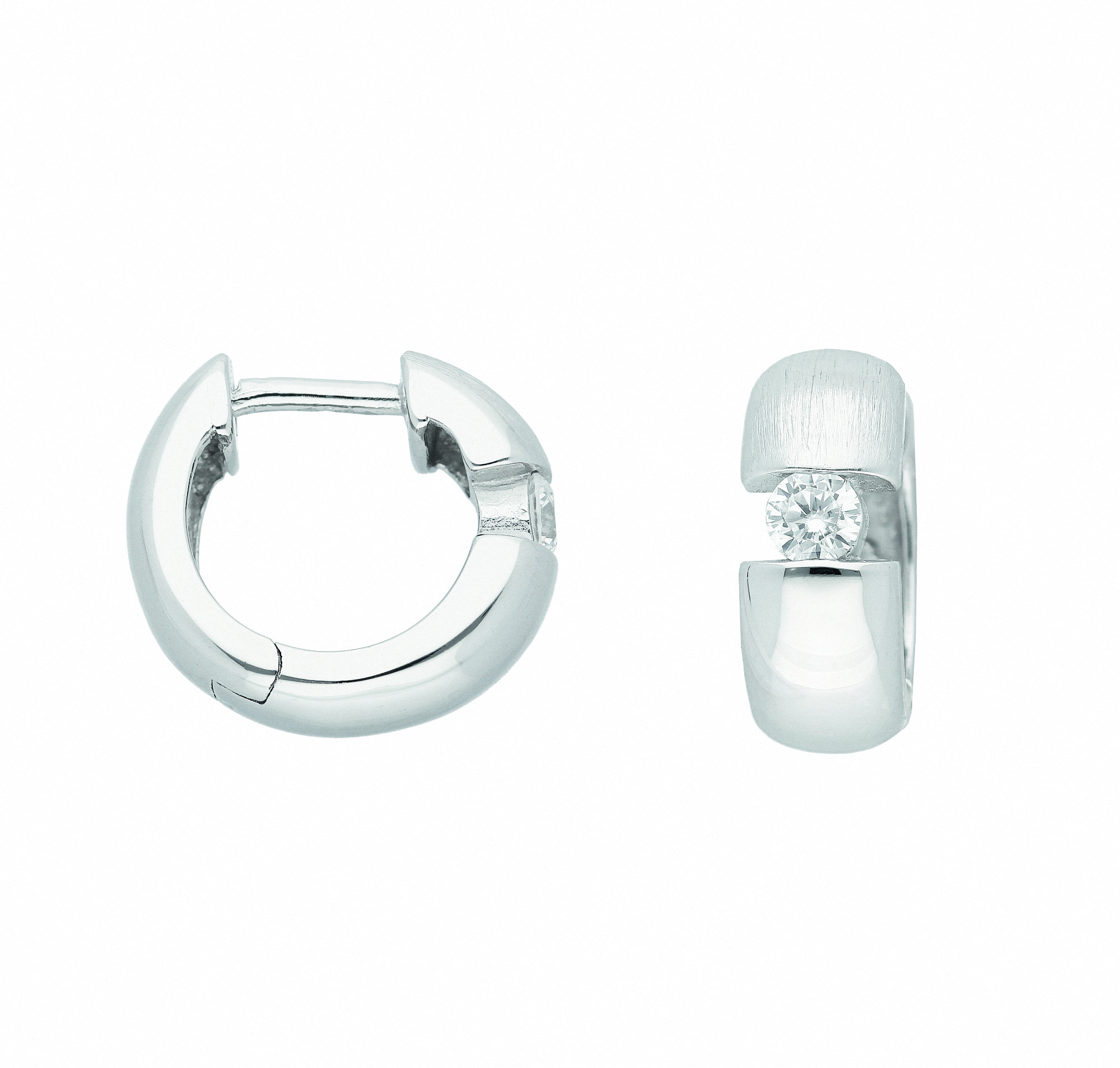 Damen 925 Silber Ohrringe  Creolen mit Zirkonia Ø 12,9 mm Damen 925 Silber Ohrringe  Creolen mit Zirkonia Ø 12,9 mm