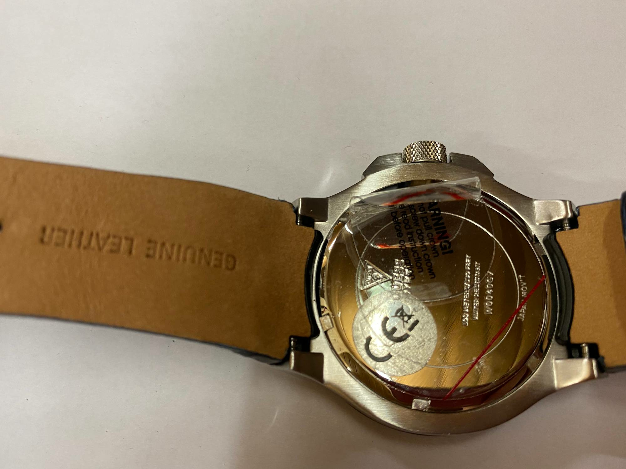 Guess Herren Armbanduhr Multifunktion Rigor Lederarmband blau W0040G7 – Bild 2