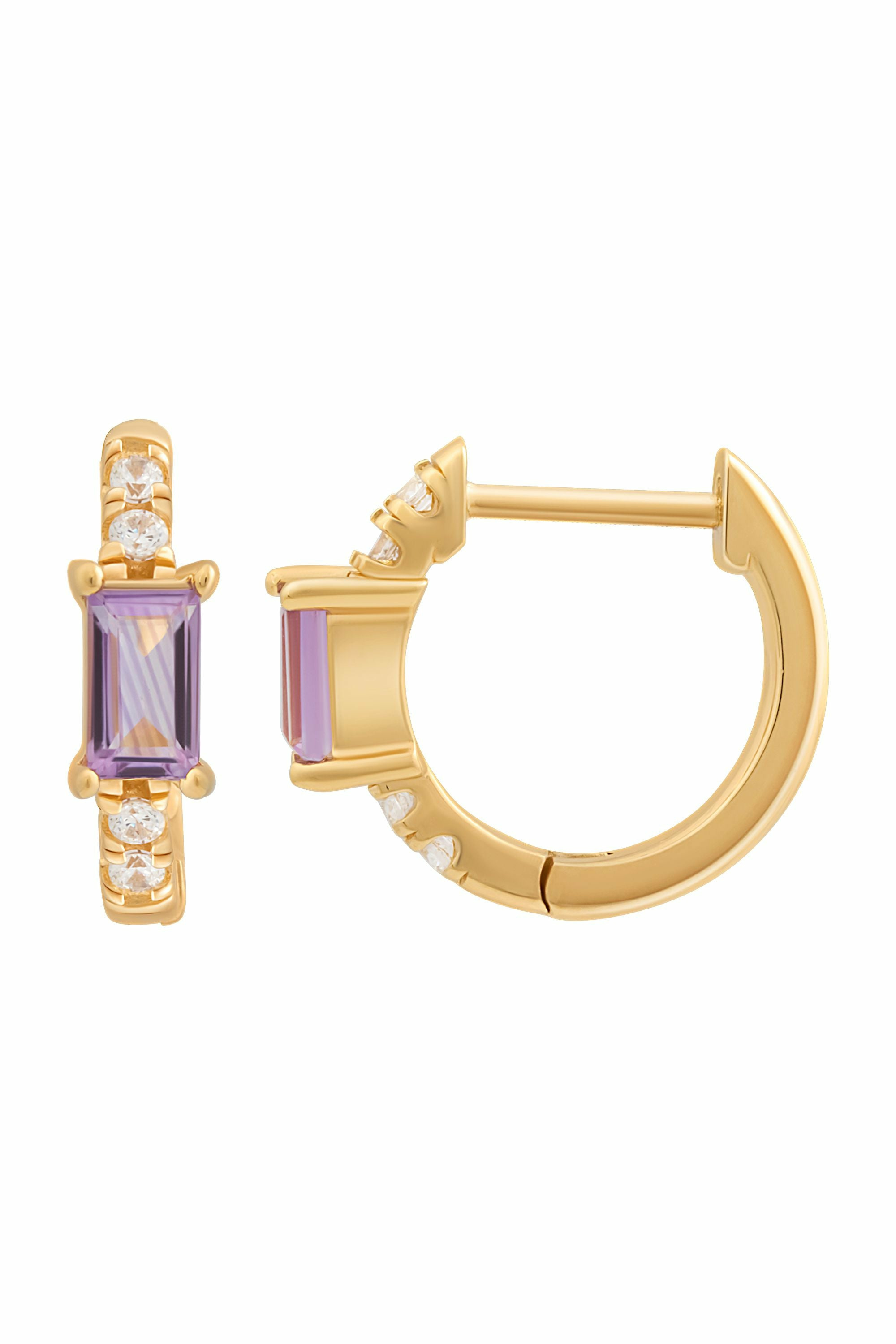 Creole 925 Sterling Silber vergoldet mit lila Amethyst 41185174093918 Creole 925 Sterling Silber vergoldet mit lila Amethyst 41185174093918