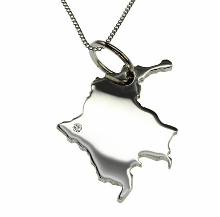 50cm Kette + Kolumbien mit Brillant in 925 Silber 50cm Kette + Kolumbien mit Brillant in 925 Silber