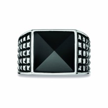 Ring 925/- Sterling Silber rhodiniert poliert Onyx 41184232570974 Ring 925/- Sterling Silber rhodiniert poliert Onyx 41184232570974