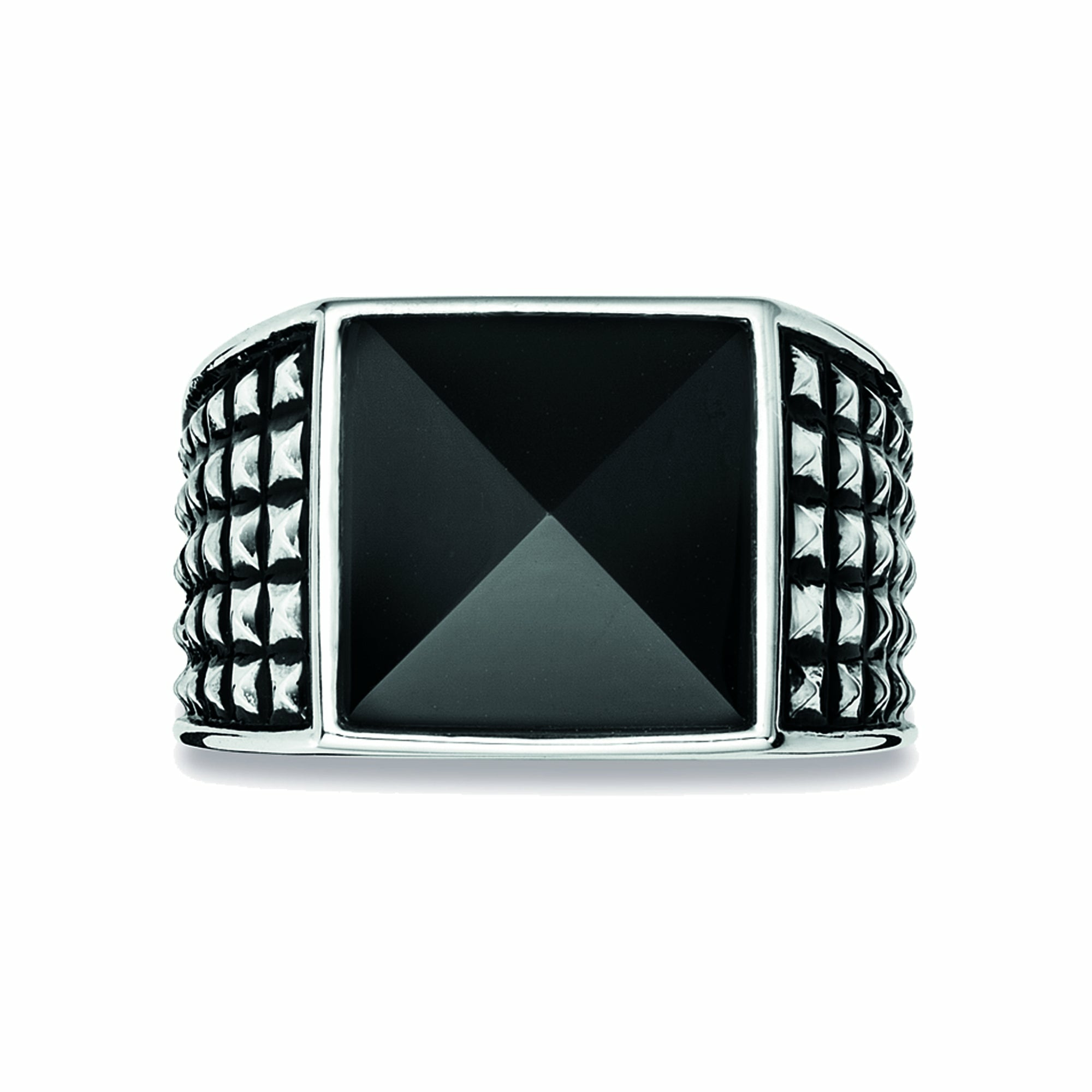 Ring 925/- Sterling Silber rhodiniert poliert Onyx 41184232570974 Ring 925/- Sterling Silber rhodiniert poliert Onyx 41184232570974