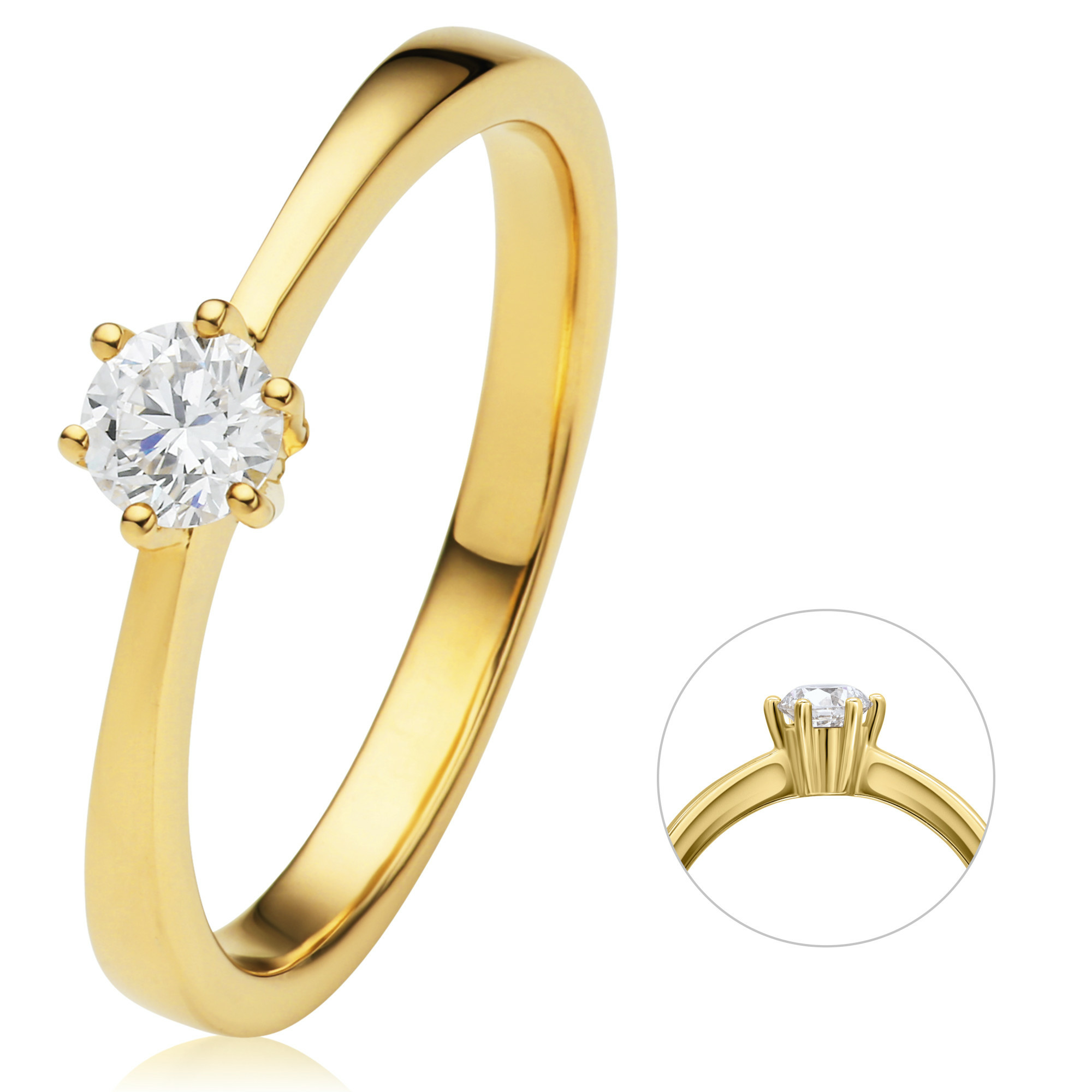 0.2 ct  Diamant Brillant Ring aus 585 Gelbgold 0.2 ct  Diamant Brillant Ring aus 585 Gelbgold