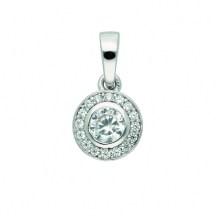 Damen 925 Silber Anhänger mit Zirkonia Ø 7,4 mm Damen 925 Silber Anhänger mit Zirkonia Ø 7,4 mm