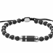 Fossil Armband Caravan Beads Lavastein schwarz Edelstahl JF03688040 Fossil Armband Caravan Beads Lavastein schwarz Edelstahl JF03688040