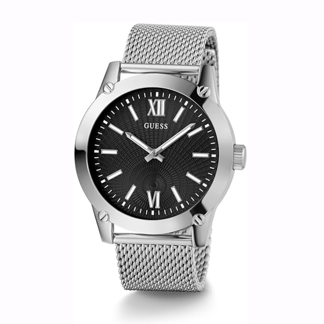 Guess Herren Armbanduhr Crescent silber, schwarz 44 mm GW0629G1 Guess Herren Armbanduhr Crescent silber, schwarz 44 mm GW0629G1