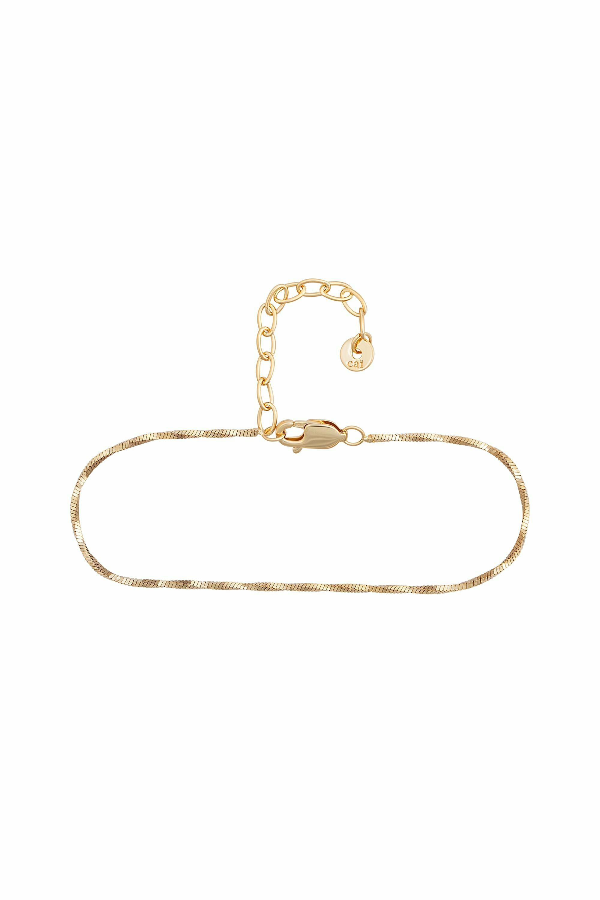 Armband 925/- Sterling Silber vergoldet Schlangenkette vierseitig diamantiert ge... – Bild 3