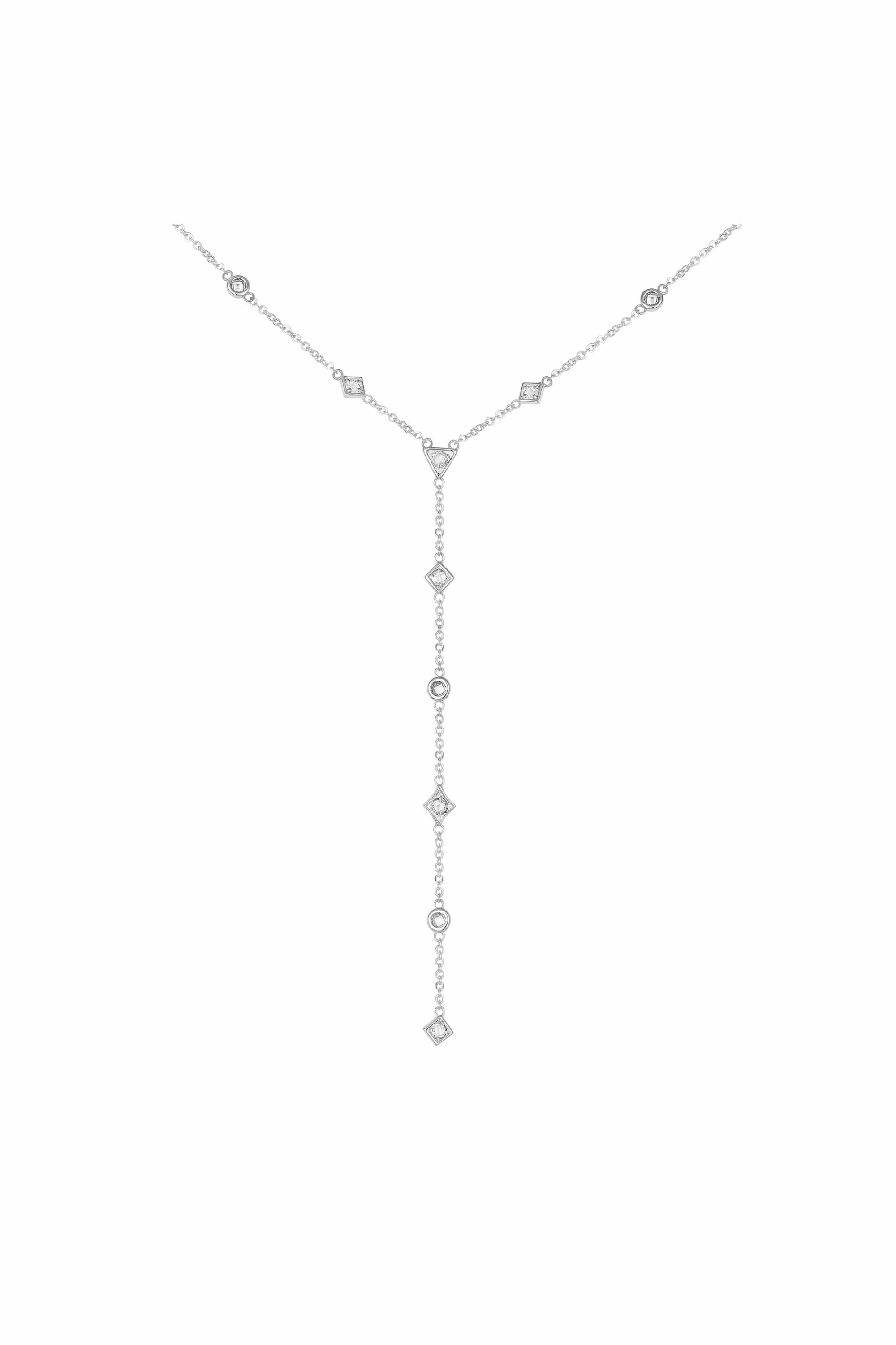 Halskette 925 Silber rhodiniert Y-Kette mit Zirkonia 41185212563550 Halskette 925 Silber rhodiniert Y-Kette mit Zirkonia 41185212563550