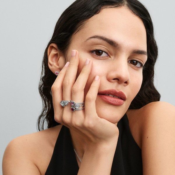 Pandora Damenring Erhabenes Herz Pink 198421C03 – Bild 3