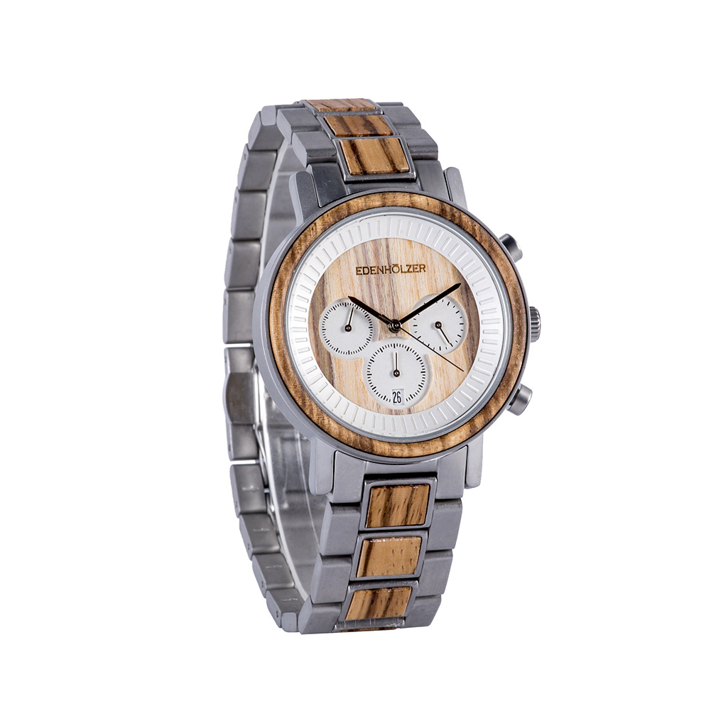 Edenhölzer Holzuhr Herren Armbanduhr Kauai Holzarmband ED098-005 – Bild 2