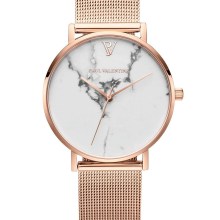 Paul Valentine Damen Armbanduhr WHITE MARBLE ROSE GOLD MESH 38 MM PV381011 Paul Valentine Damen Armbanduhr WHITE MARBLE ROSE GOLD MESH 38 MM PV381011