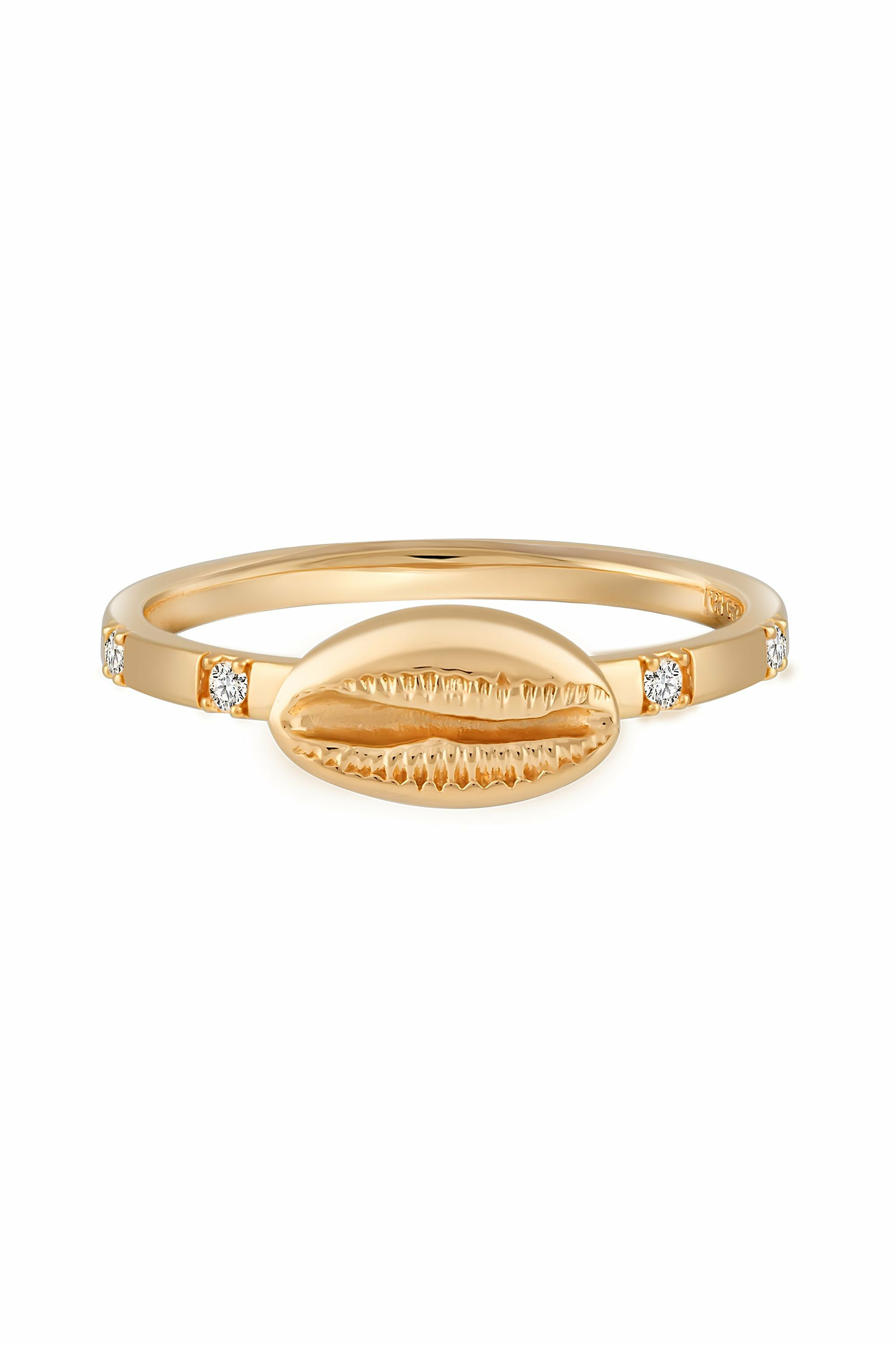 Ring 925 Sterling Silber vergoldet Zirkonia Kauri Muschel 41185120976990 – Bild 2