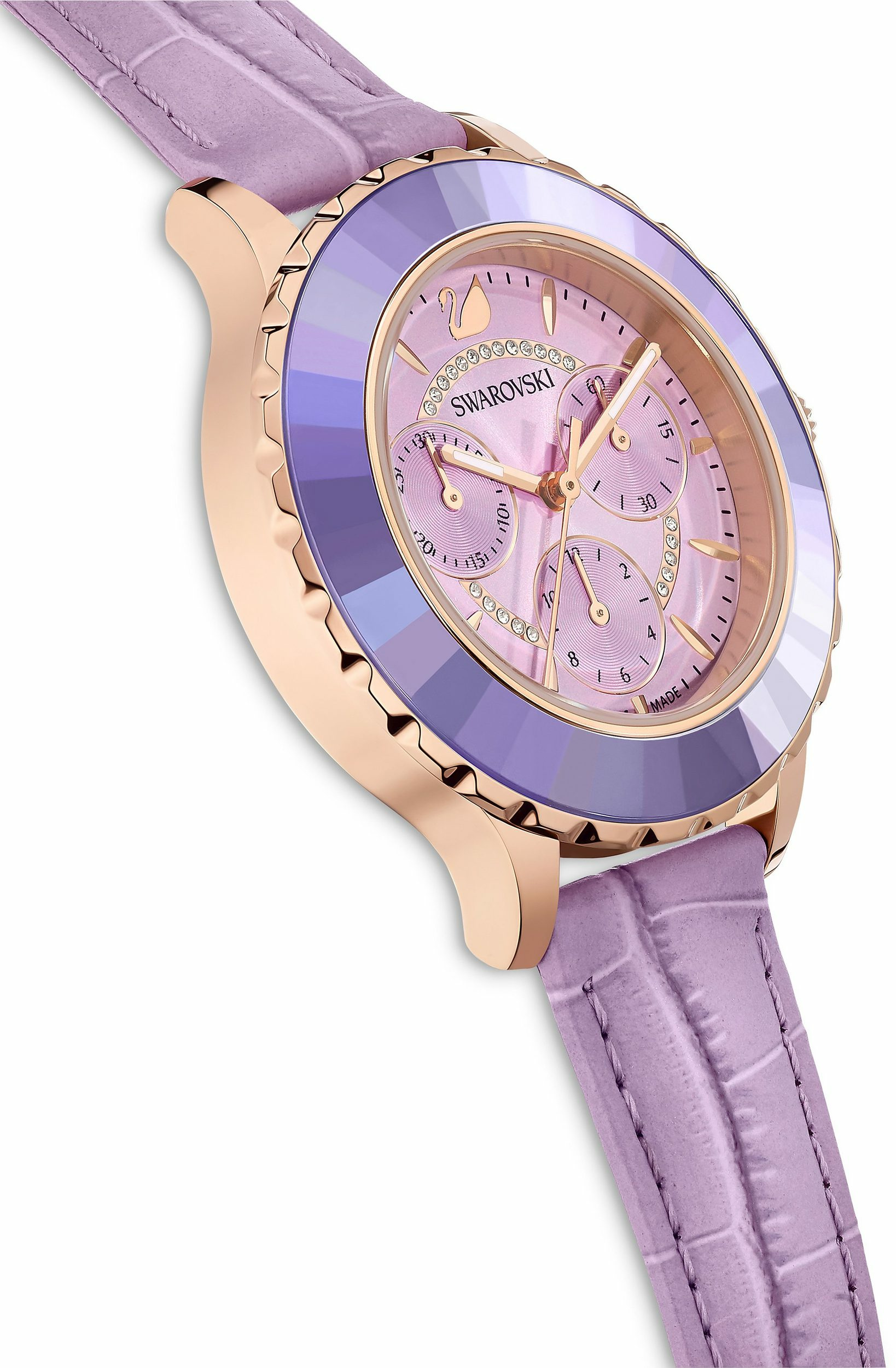Swarovski Octea Lux Chrono Uhr, Schweizer Produktion, mit Lederarmband in Violet... – Bild 3