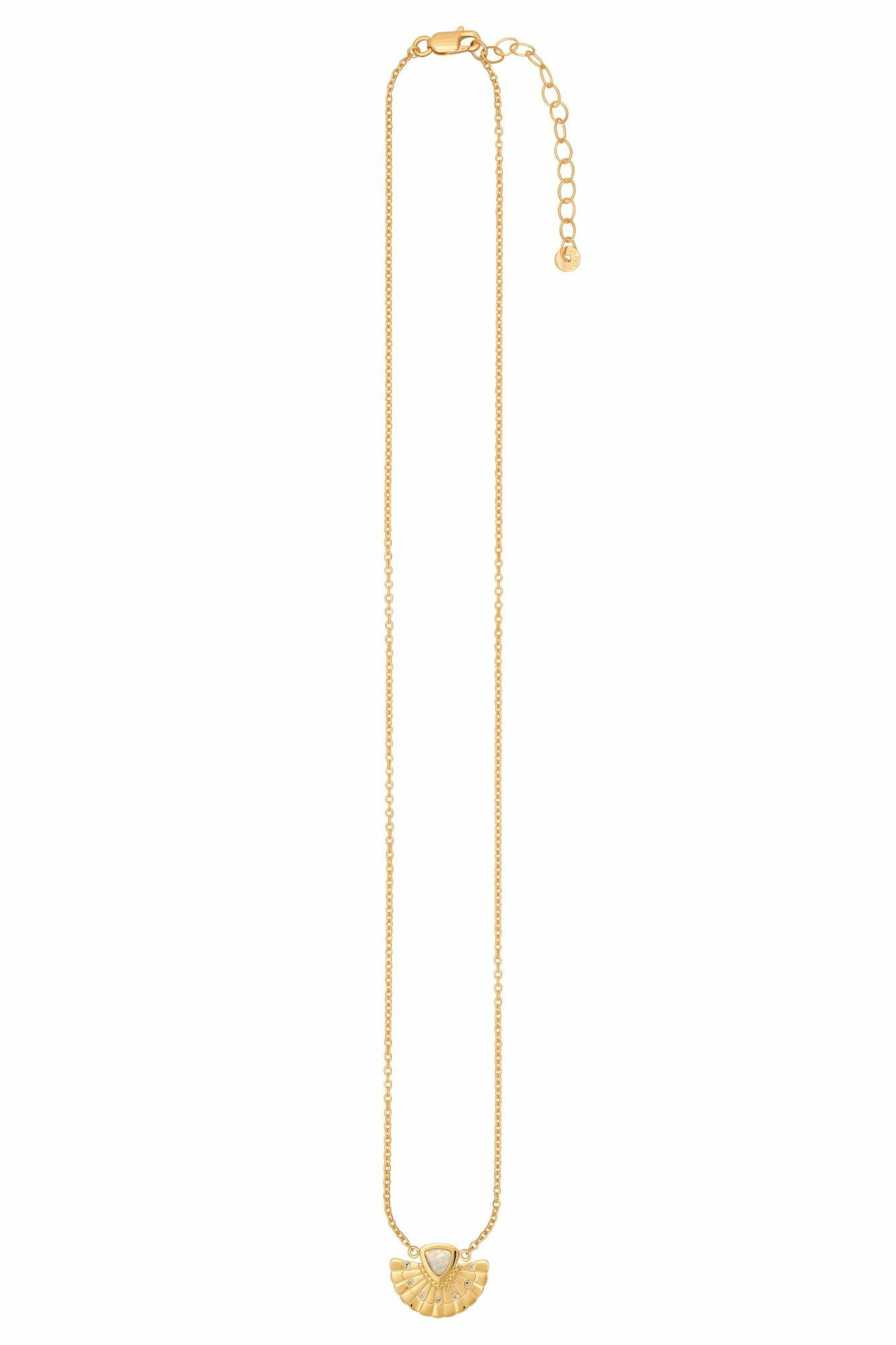 Collier 925 Silber vergoldet Fächer Anhänger mit Opal & Weißtopas 41185220919390 Collier 925 Silber vergoldet Fächer Anhänger mit Opal & Weißtopas 41185220919390