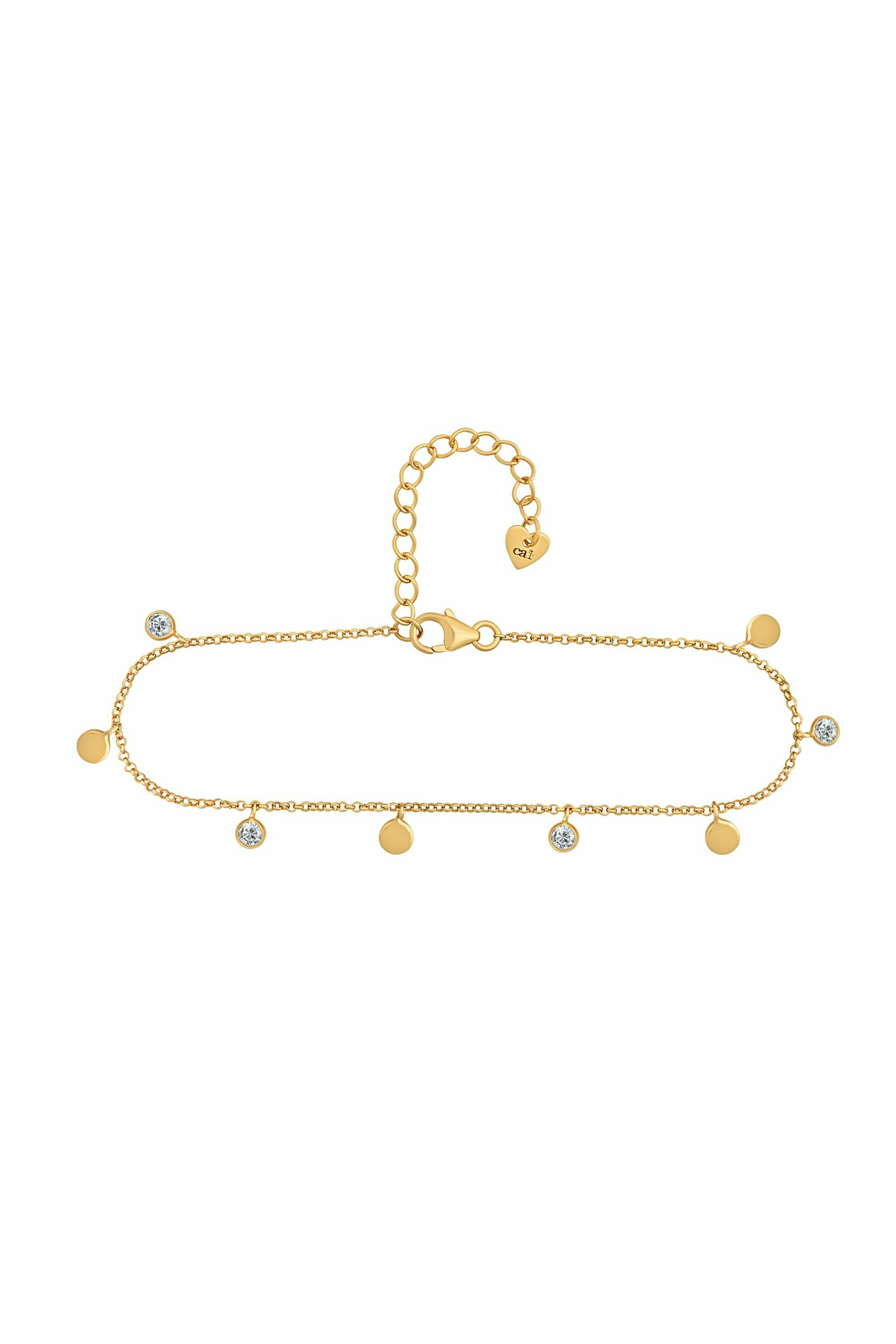 Fußkette 925 Sterling Silber gelb vergoldet Anhänger Plättchen Zirkonia 41184812...