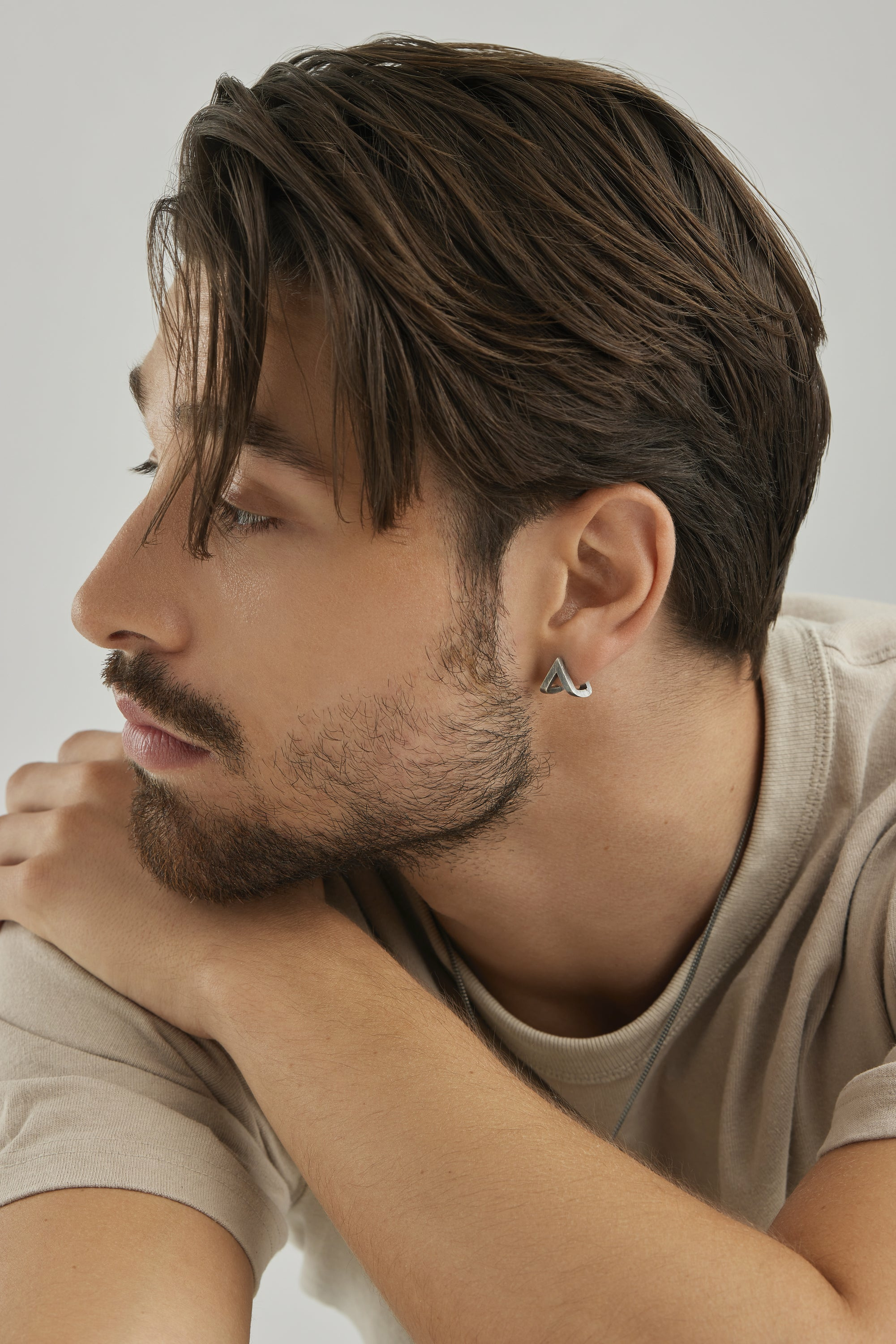 Single Ohrring Silber 925 rhodiniert oxidiert Dreieck 41184516735070 – Bild 2