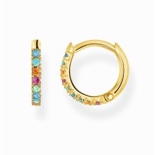 Thomas Sabo Damen Creolen mit bunten Farbsteinen Gold SCH150309 Thomas Sabo Damen Creolen mit bunten Farbsteinen Gold SCH150309