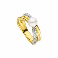 Viventy Damenring mit Zirkonia & Perle Gelbgold 784581 Viventy Damenring mit Zirkonia & Perle Gelbgold 784581