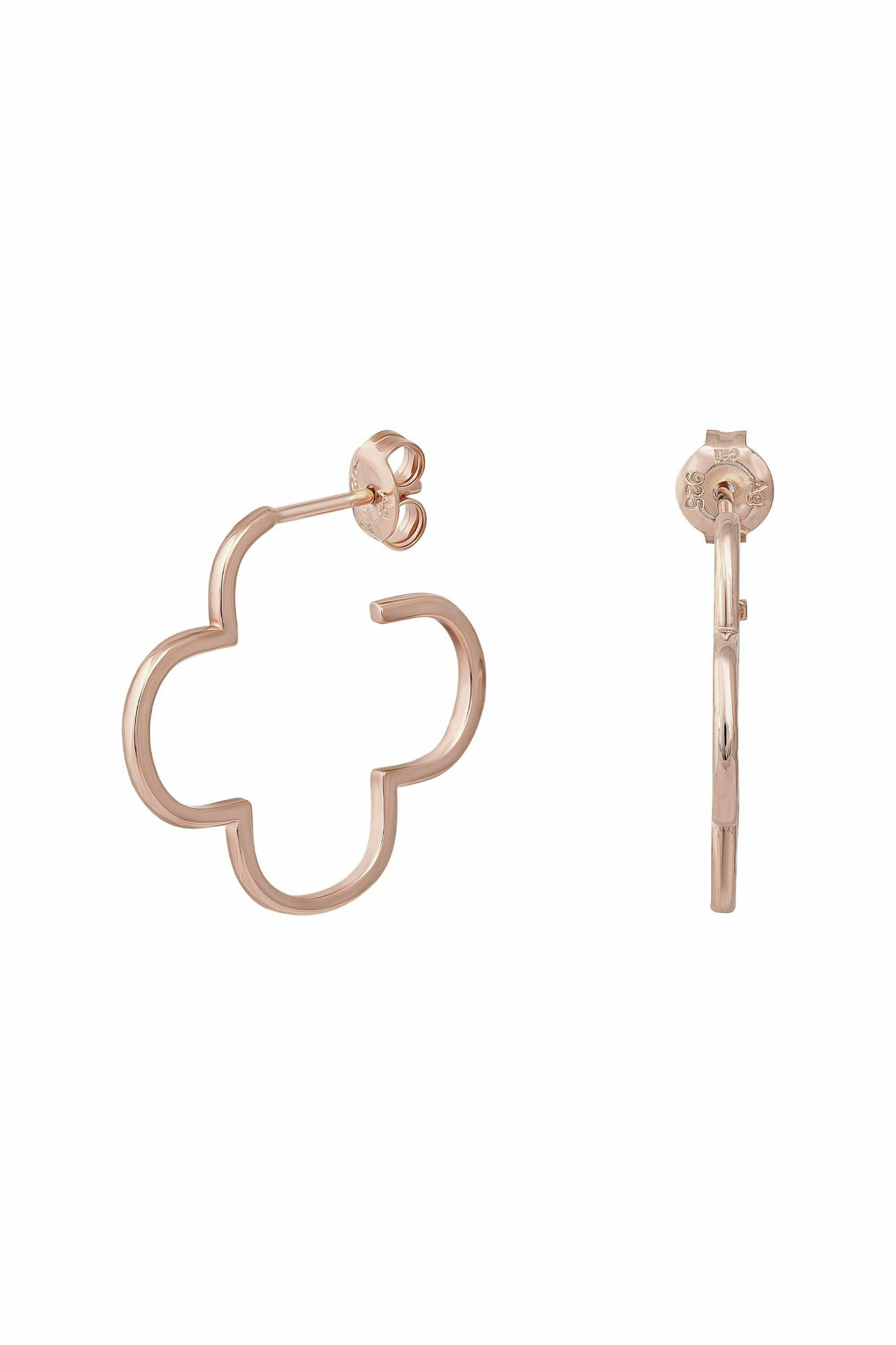 Creole 925 Sterling Silber rosé vergoldet Kleeblatt 41184976994398