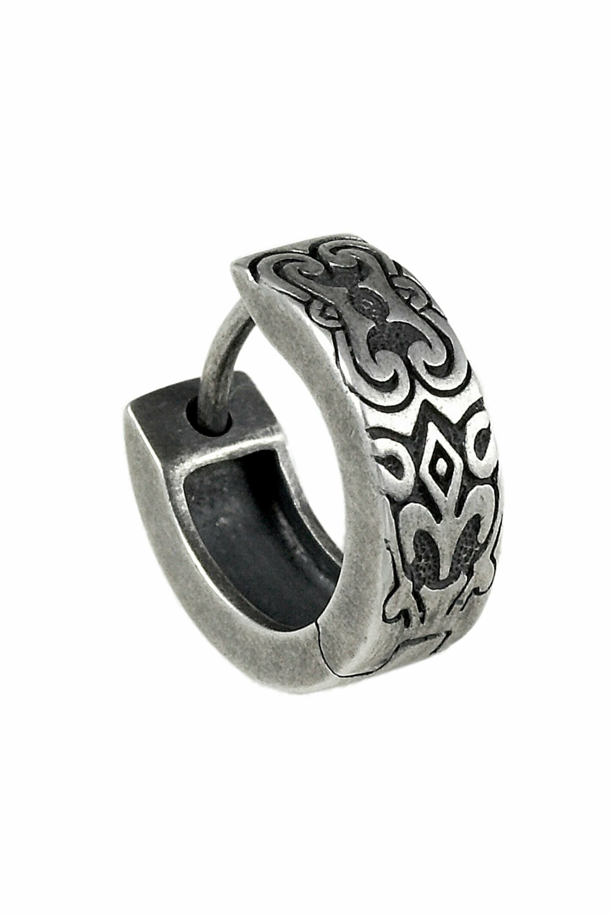 Single Creole 925 Sterling Silber rhodiniert matt oxidiert 41183803146334 – Bild 2