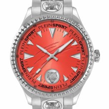 Plein Sport Herren Uhr LINEMAN PS5BA0724 Edelstahl Silber‑Orange 45 mm Plein Sport Herren Uhr LINEMAN PS5BA0724 Edelstahl Silber‑Orange 45 mm