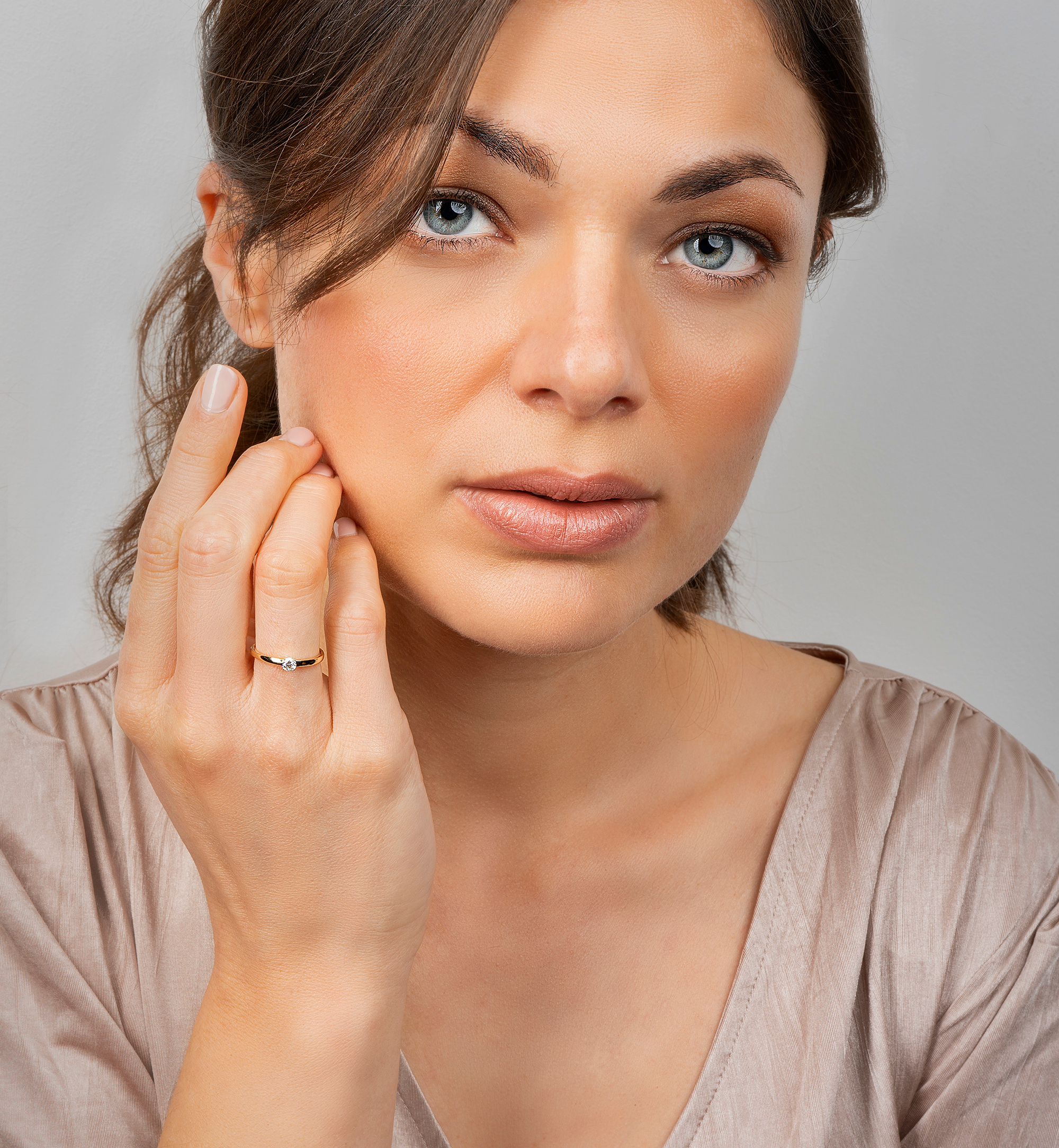 0.15 ct  Diamant Brillant Ring aus 585 Gelbgold – Bild 3