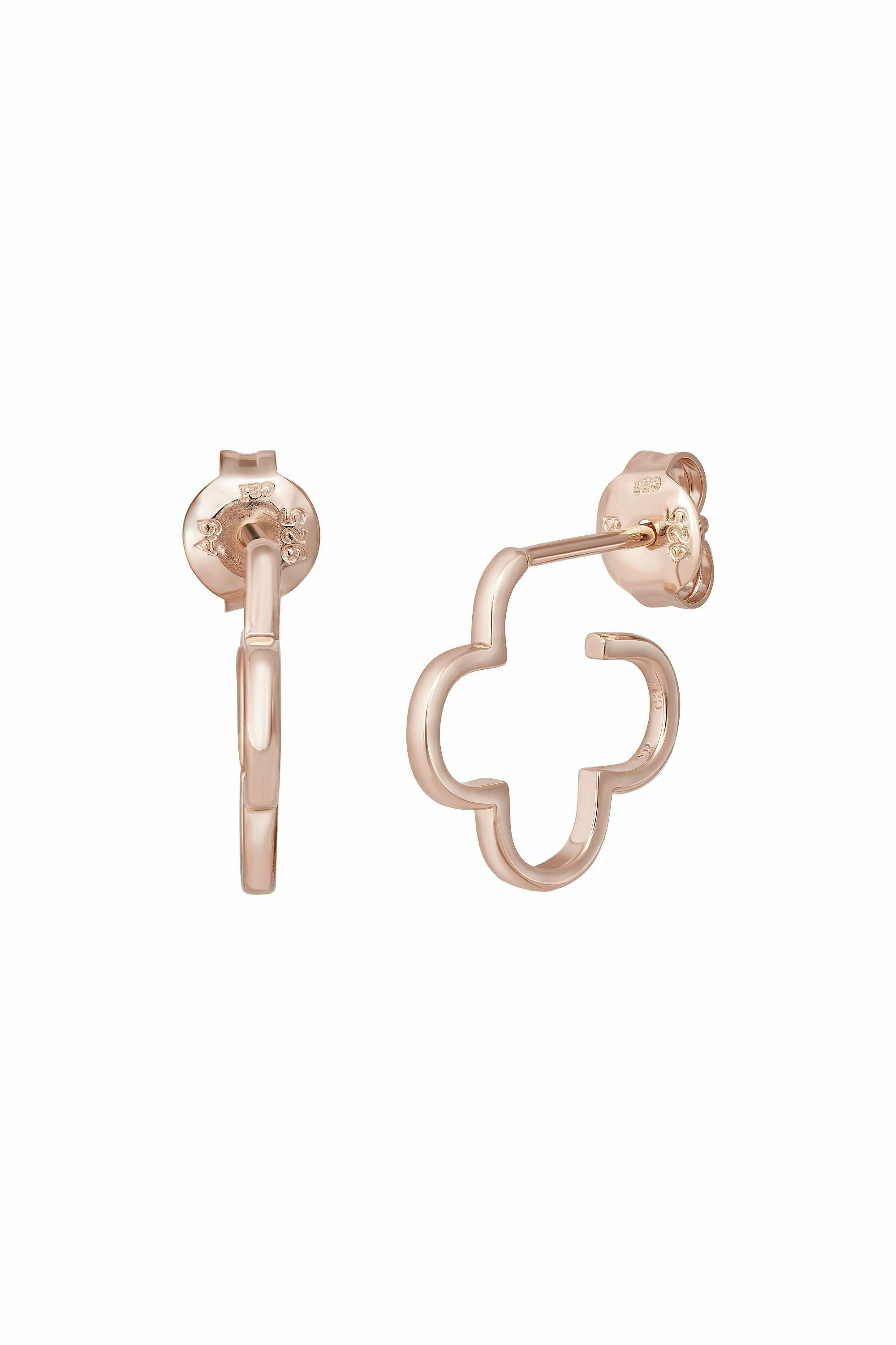 Creole 925 Sterling Silber rosé vergoldet Kleeblatt klein 41184972537950 – Bild 2