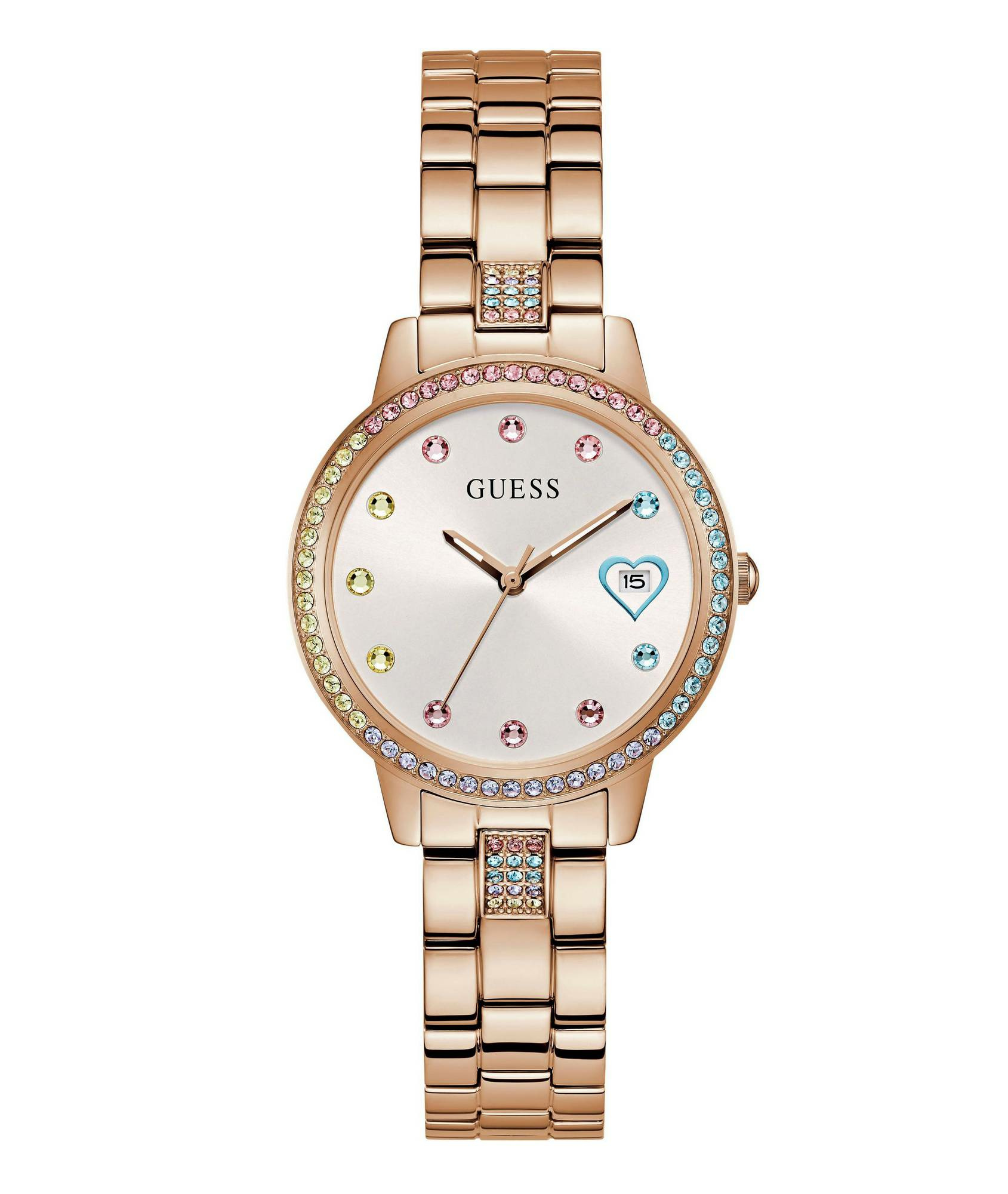 Guess Damen Armbanduhr THREE OF HEARTS roségold 34 mm GW0657L3 – Bild 3