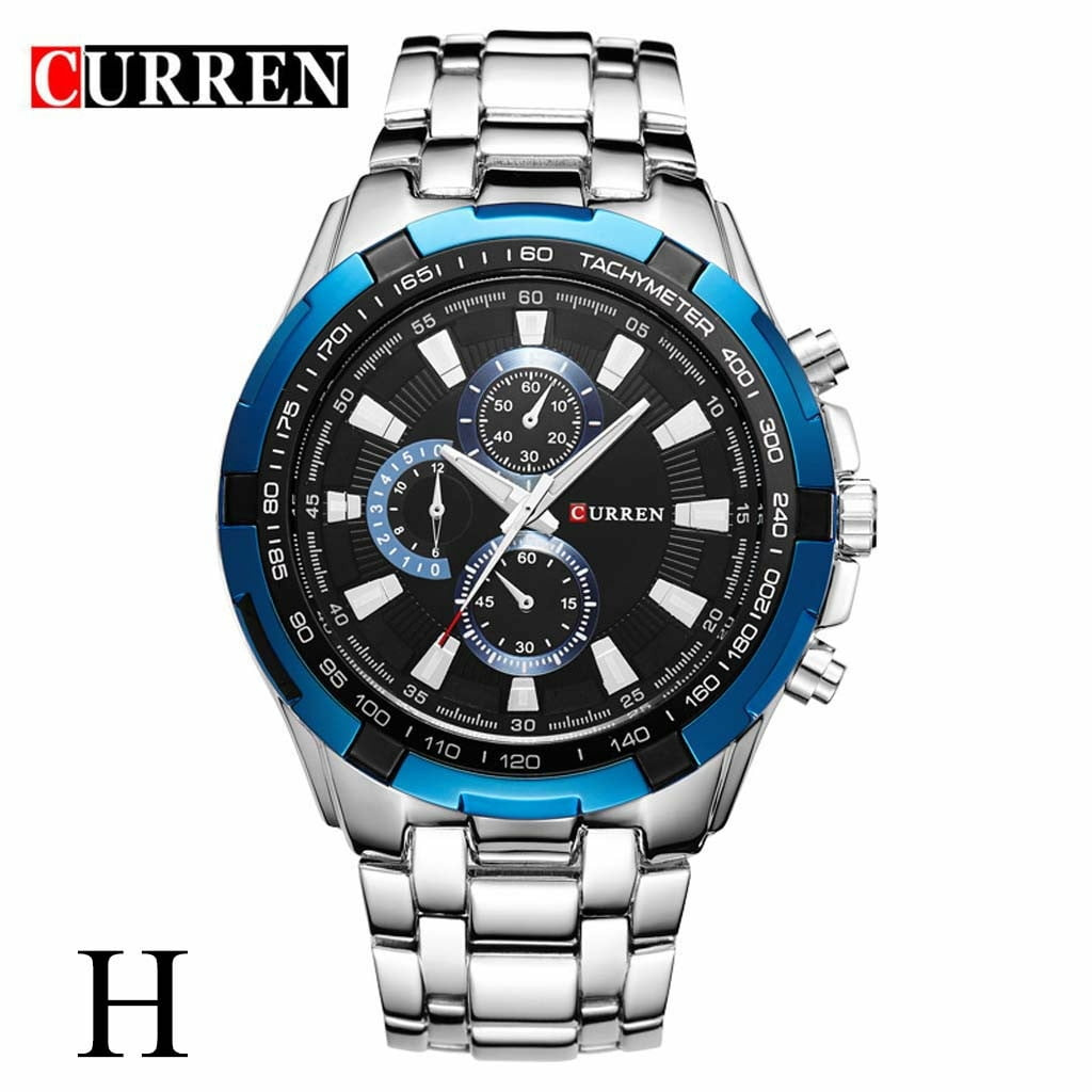 CURREN Men%27s Fashion Quartz Watch - Waterproof Steel Band, Large Dial Business C...