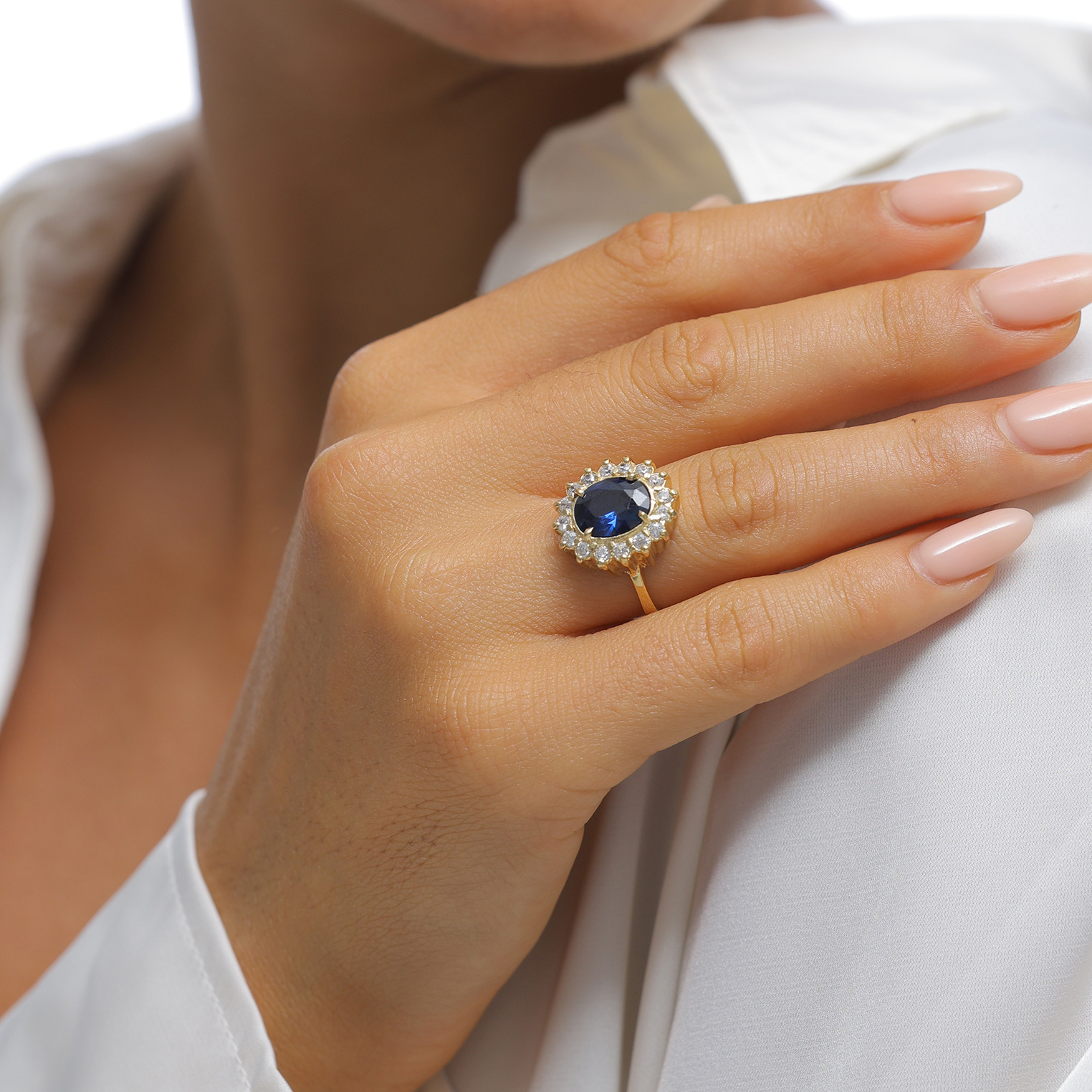 Ring Cocktailring Saphirblau Royal Zirkonia 925 Silber – Bild 2